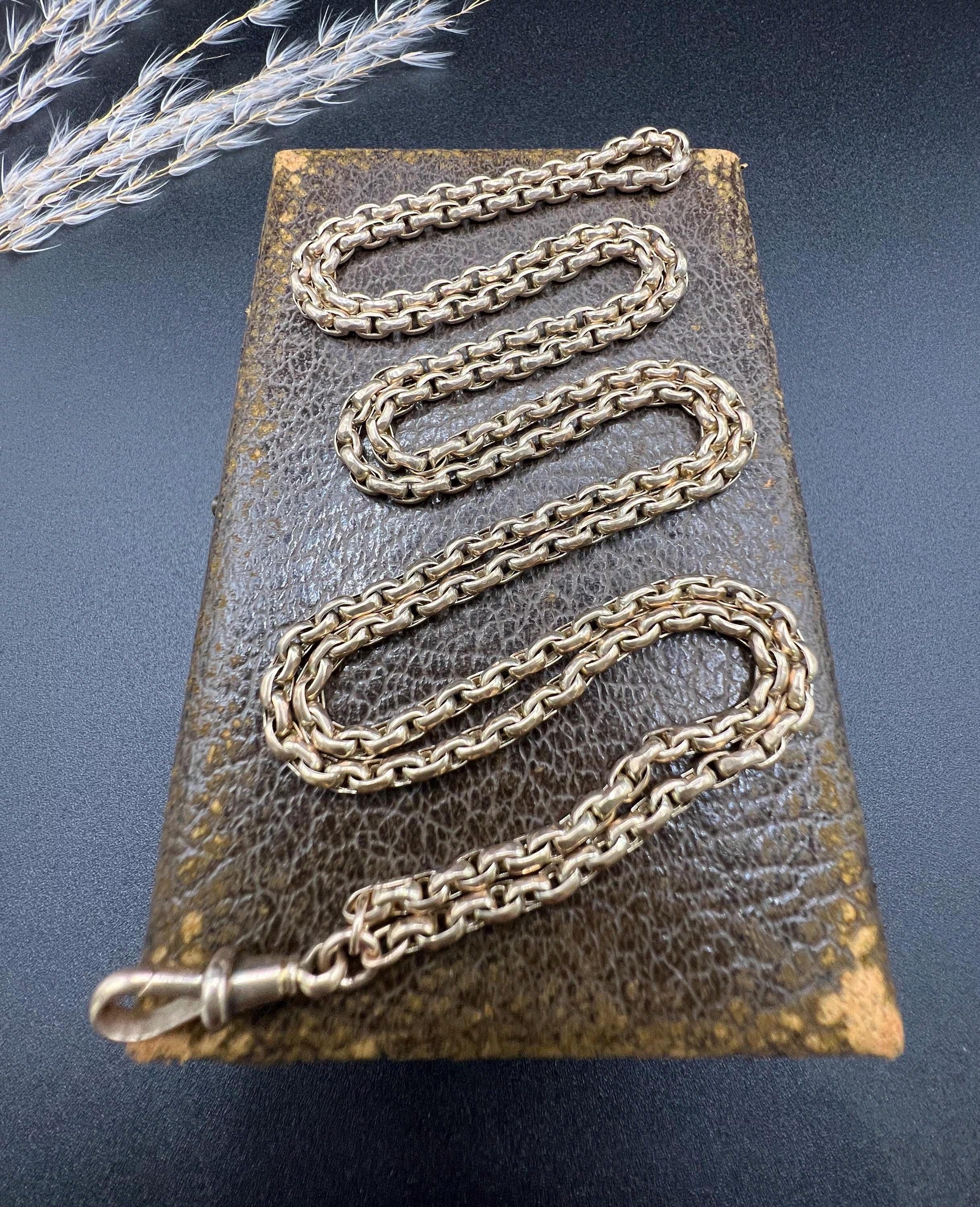 Chaîne Belcher ancienne en or rose 9ct à facettes : Clip pivotant édouardien, 29,5 pouces en vente 4