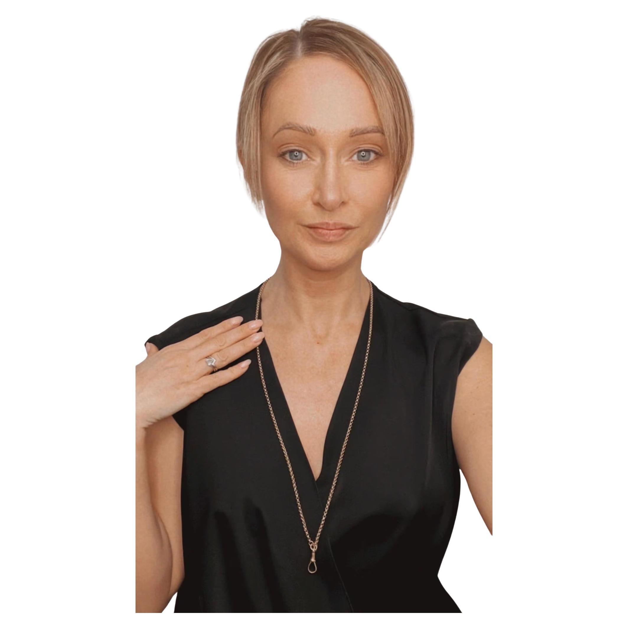 Chaîne Belcher ancienne en or rose 9ct à facettes : Clip pivotant édouardien, 29,5 pouces