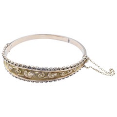 Antique 9ct Rose Gold Floral Embossed Bangle