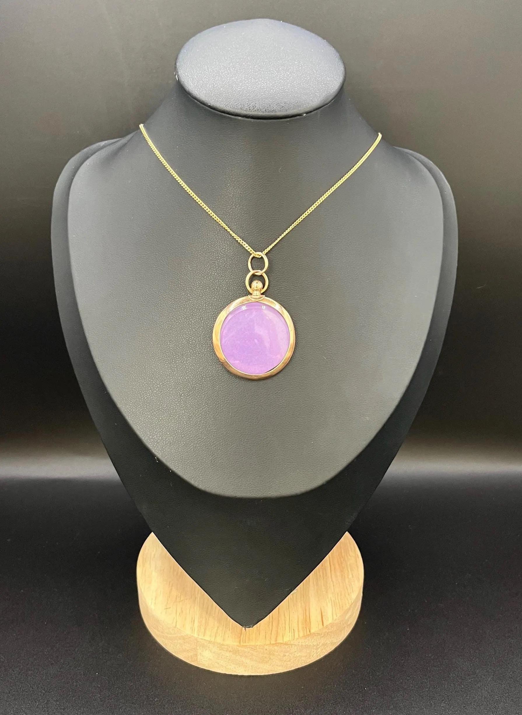 Antique 9ct Rose Gold, Glass Open Locket Pendant, Circa 1900 For Sale 5