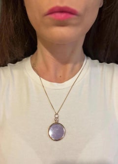 Antique 9ct Rose Gold, Glass Open Locket Pendant, Circa 1900