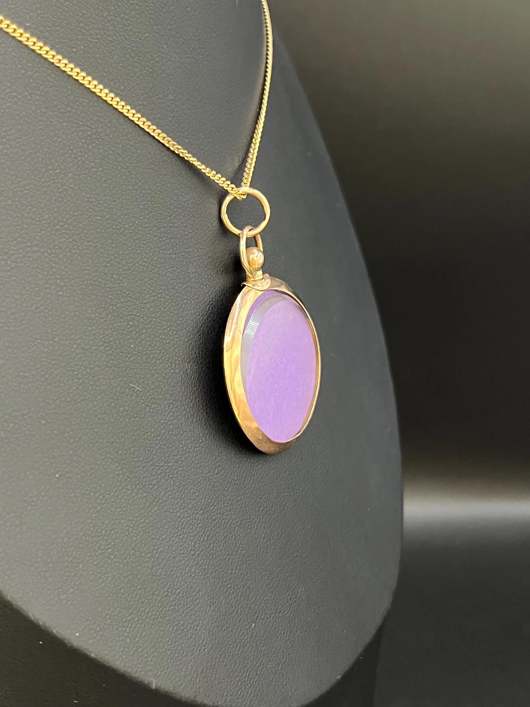 Women's or Men's Antique 9ct Rose Gold, Glass Open Locket Pendant, Circa 1900 For Sale