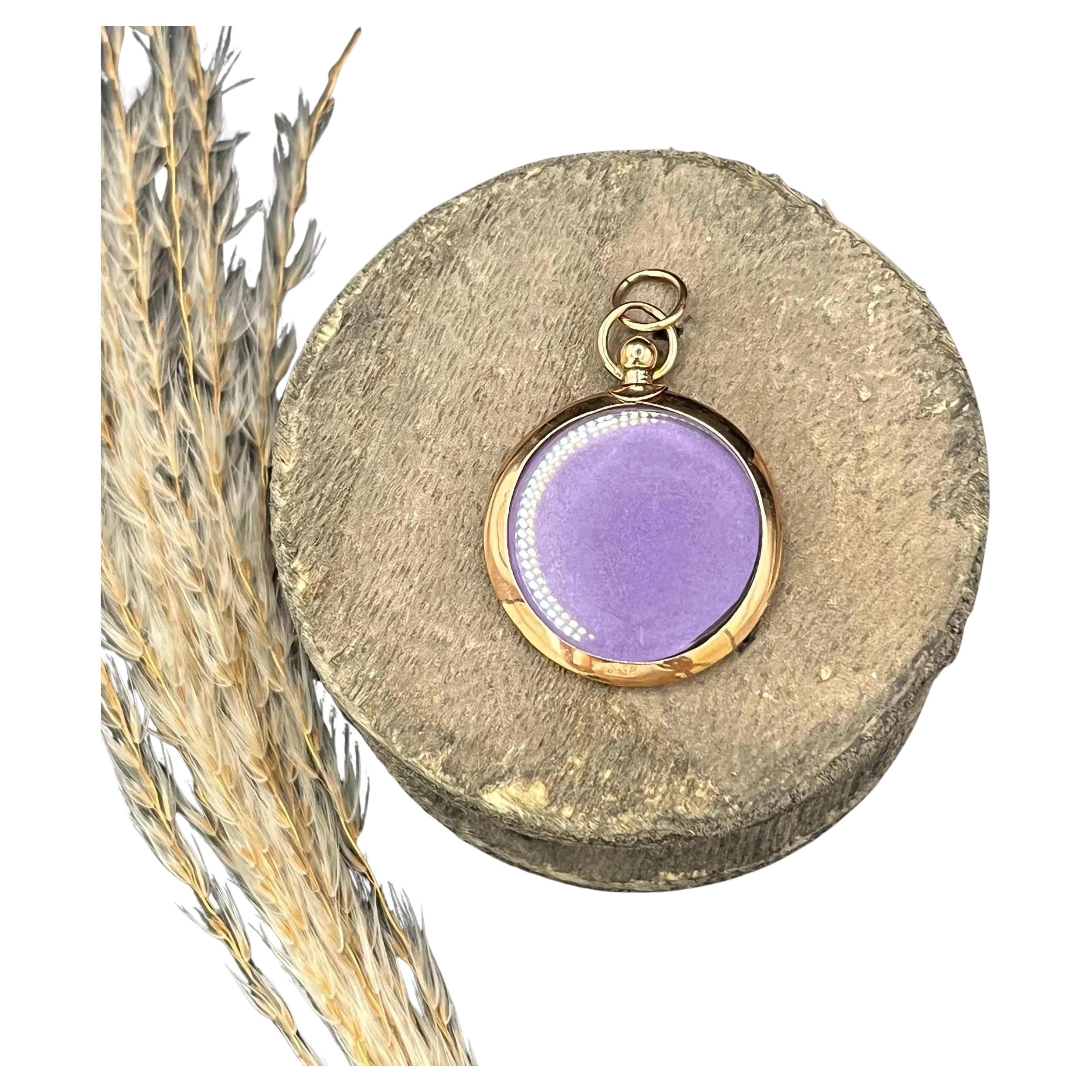 Antique 9ct Rose Gold, Glass Open Locket Pendant, Circa 1900 For Sale