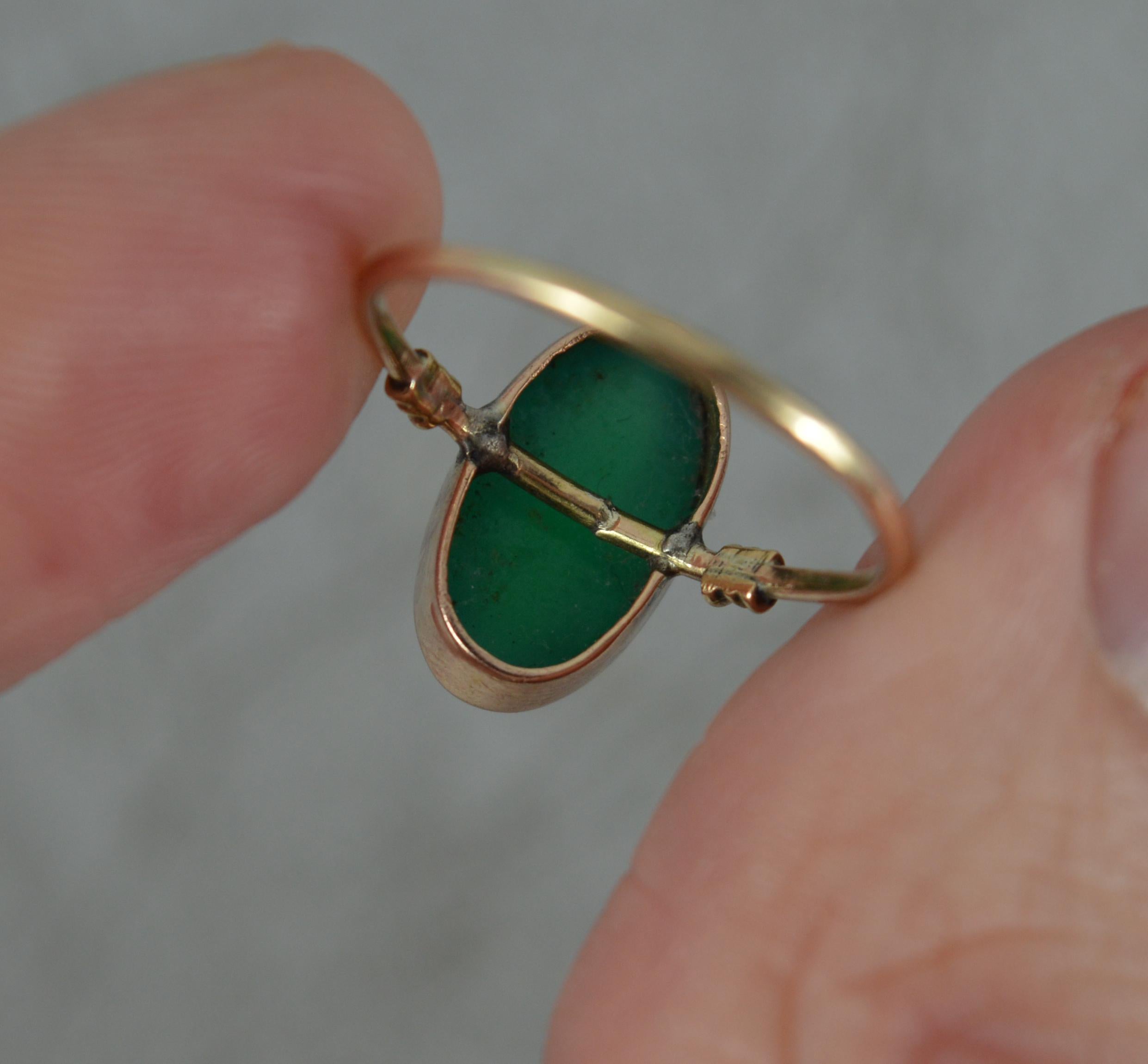 Antique 9ct Rose Gold Green Chrysoprase Solitaire Statement Ring 3