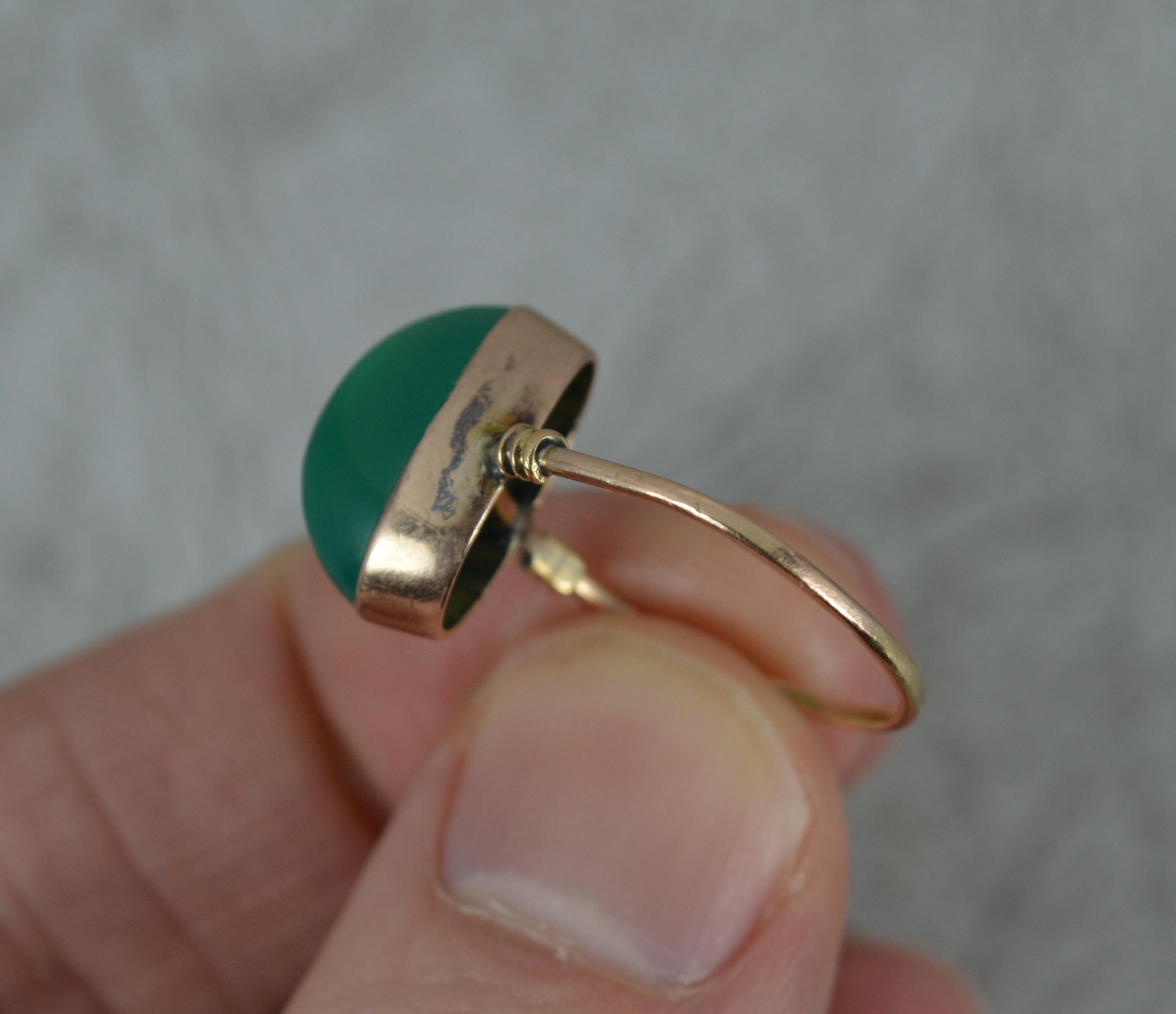 Antique 9ct Rose Gold Green Chrysoprase Solitaire Statement Ring 4