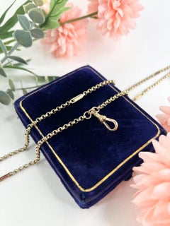 Antique 9ct Rose Gold Long Fancy Link Belcher Chain
