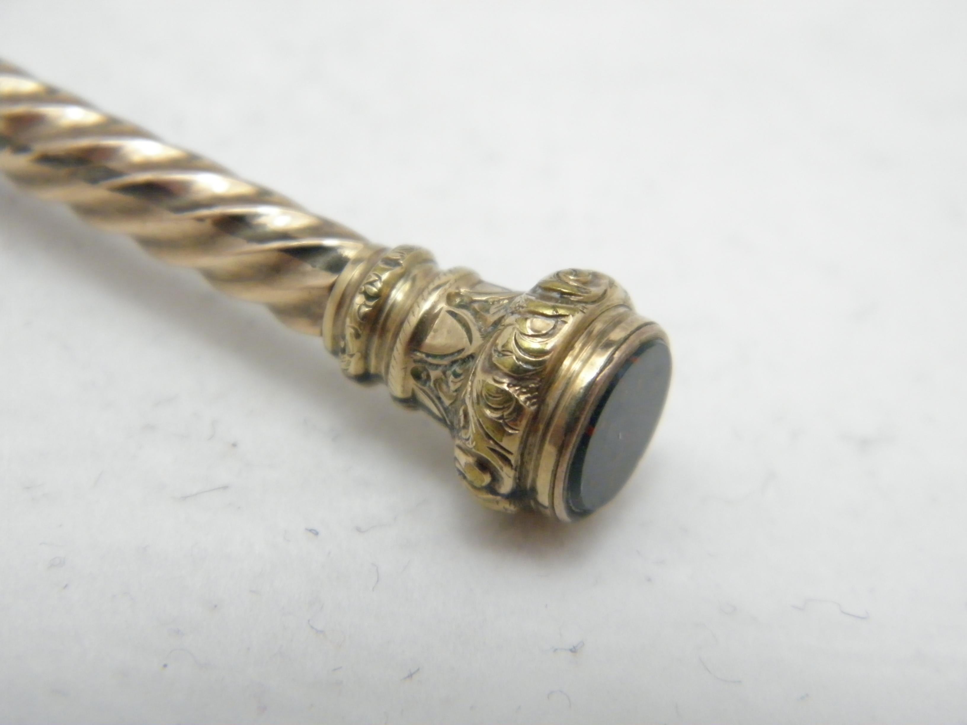 Antique 9ct Rose Gold Propelling Pencil c1850 375 Purity Large Heavy 7.5g In Good Condition For Sale In Camelford, GB