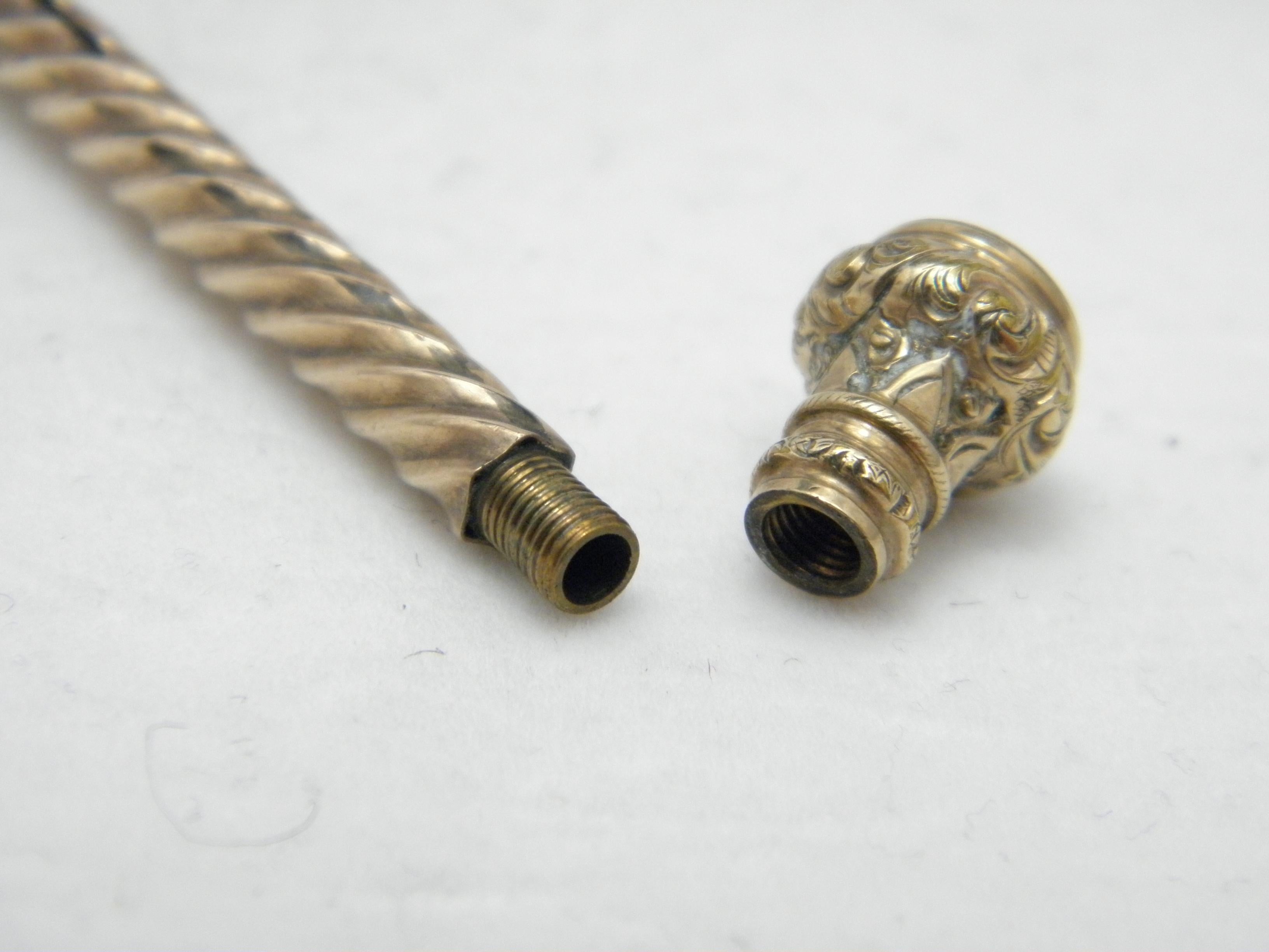 Antique 9ct Rose Gold Propelling Pencil c1850 375 Purity Large Heavy 7.5g For Sale 4