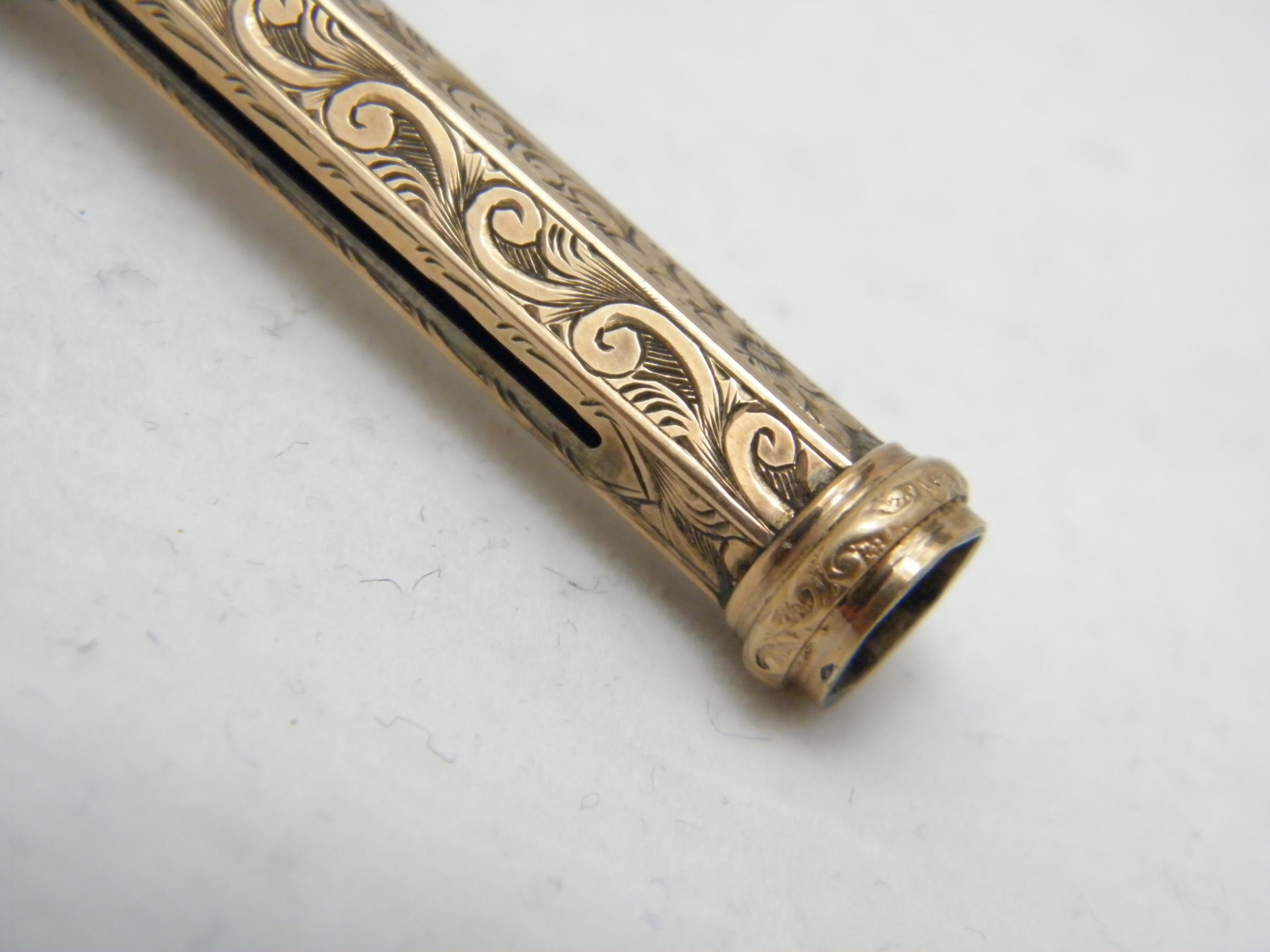 Antique 9ct Rose Gold Propelling Pencil c1850 375 Purity Massive Heavy 18.4g For Sale 2