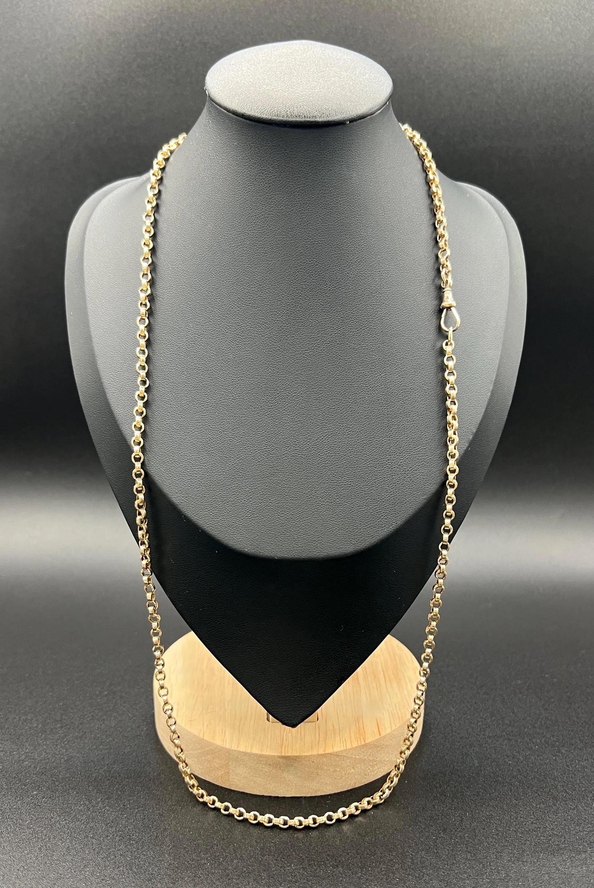Antique 9ct Rose Gold Rolo Link Chain, 25 Inch Edwardian Necklace at ...