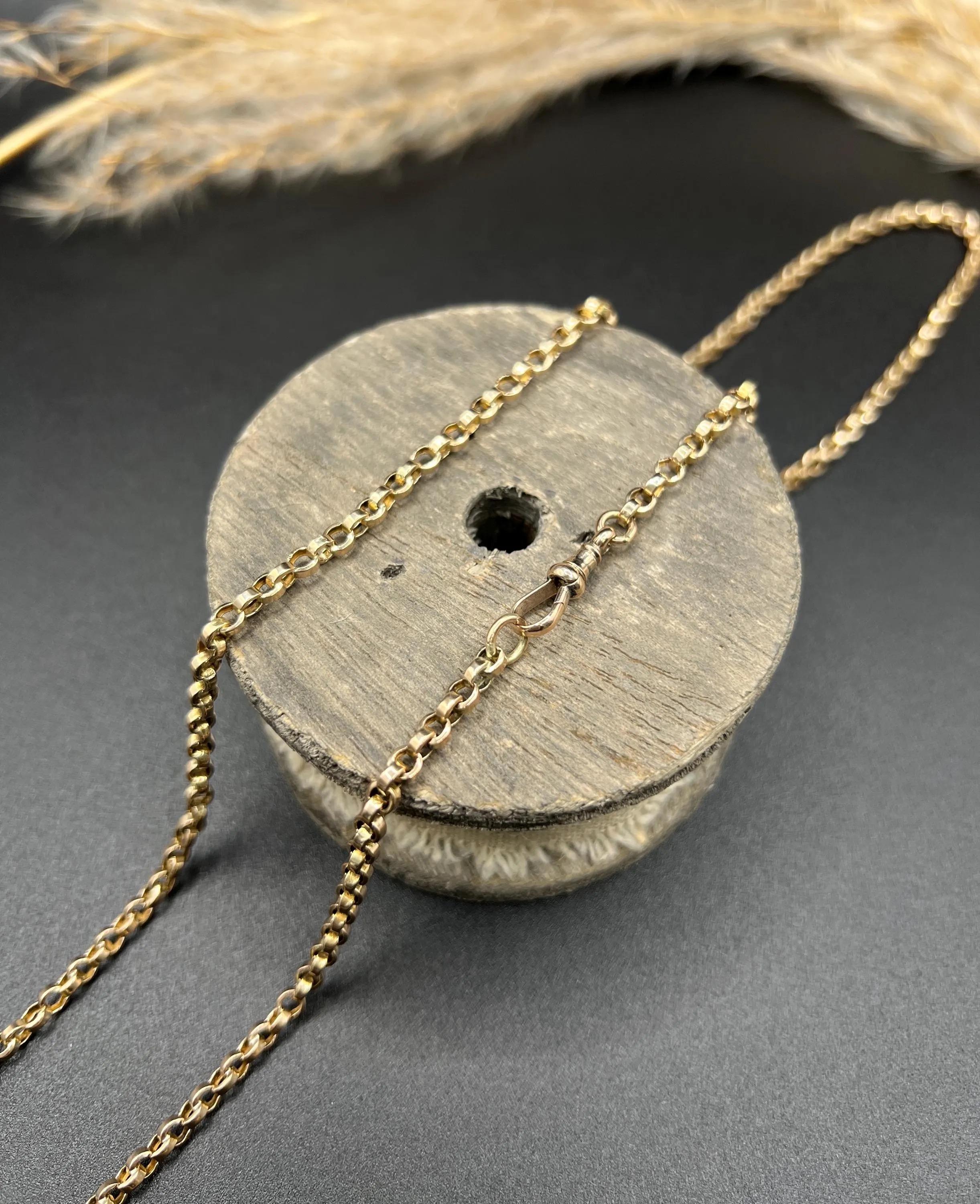 Antique 9ct Rose Gold Rolo Link Chain, 25 Inch Edwardian Necklace at ...