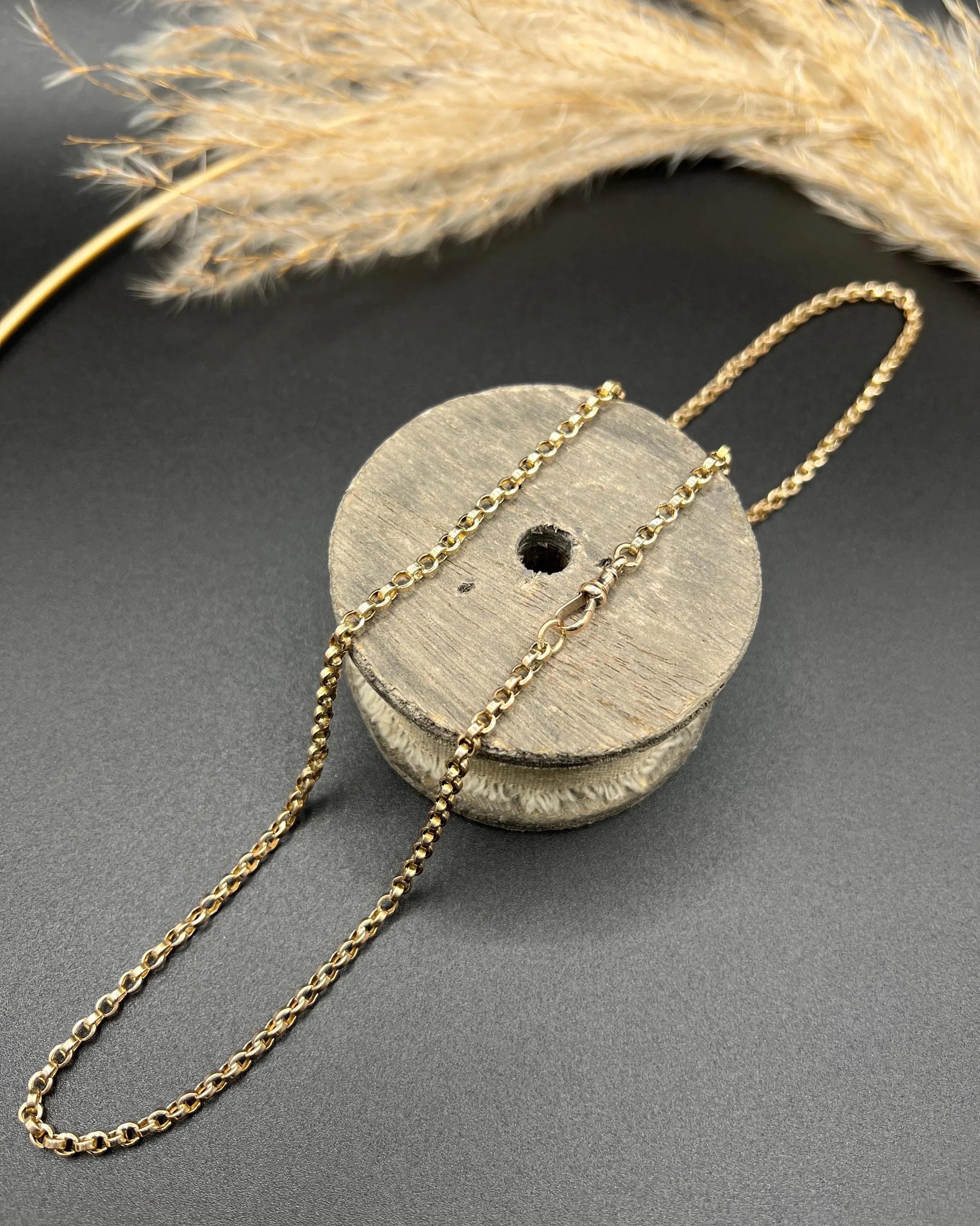 Antique 9ct Rose Gold Rolo Link Chain, 25 Inch Edwardian Necklace at ...