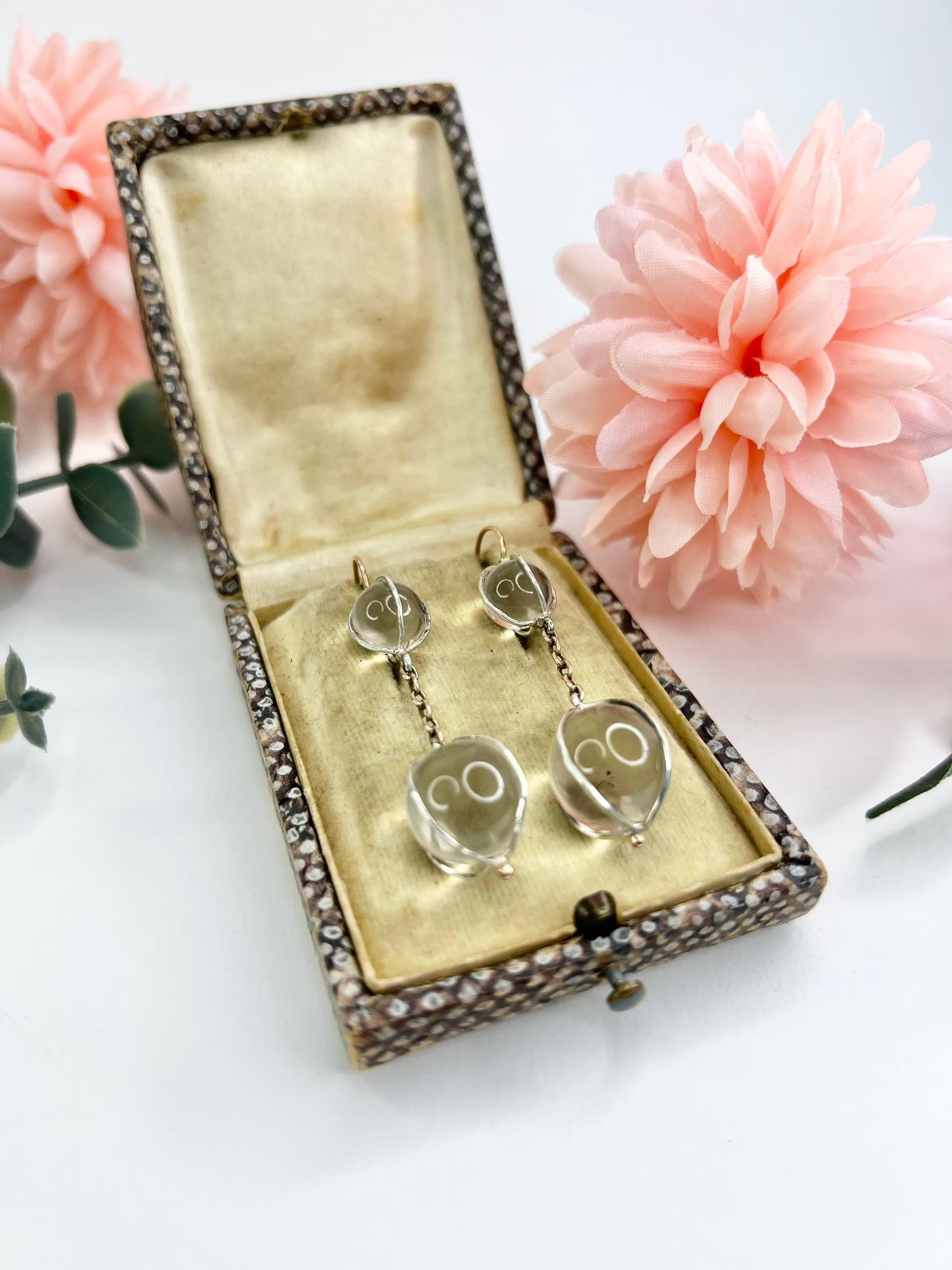 Antique 9ct Rose Gold & Silver Pool of Light Earrings For Sale 5