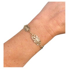 Antique 9ct Rose Gold Stamped, Art Nouveau Ornate Fancy Link Bracelet