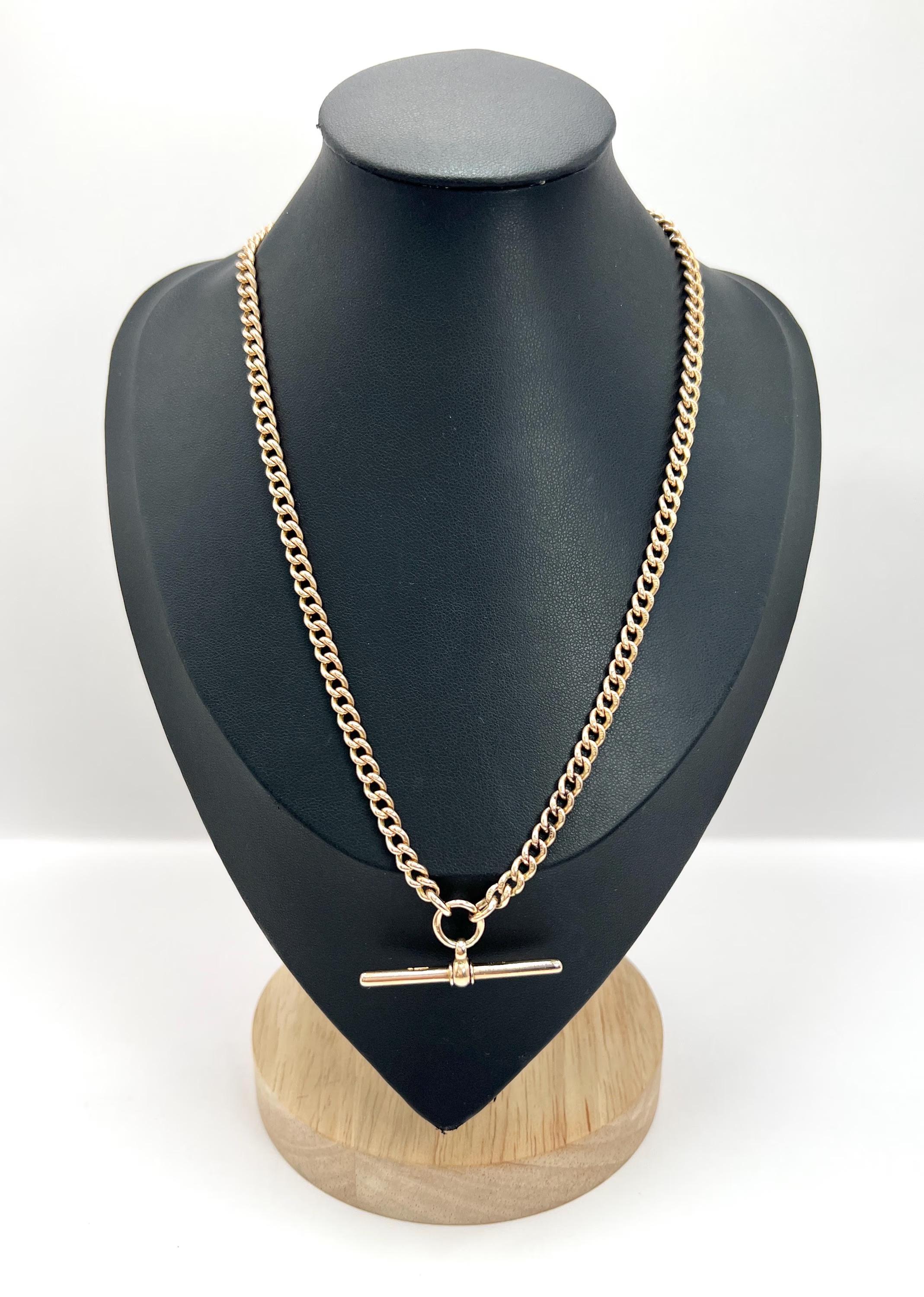 Antique Albert Chain 

9ct Rose Gold Hallmarked

Makers Mark B & S 

Circa 1900

Introducing a stunning 9ct rose gold Edwardian Albert chain that was previously used as a pocket watch chain. This exquisite necklace features two swivel dog clips and