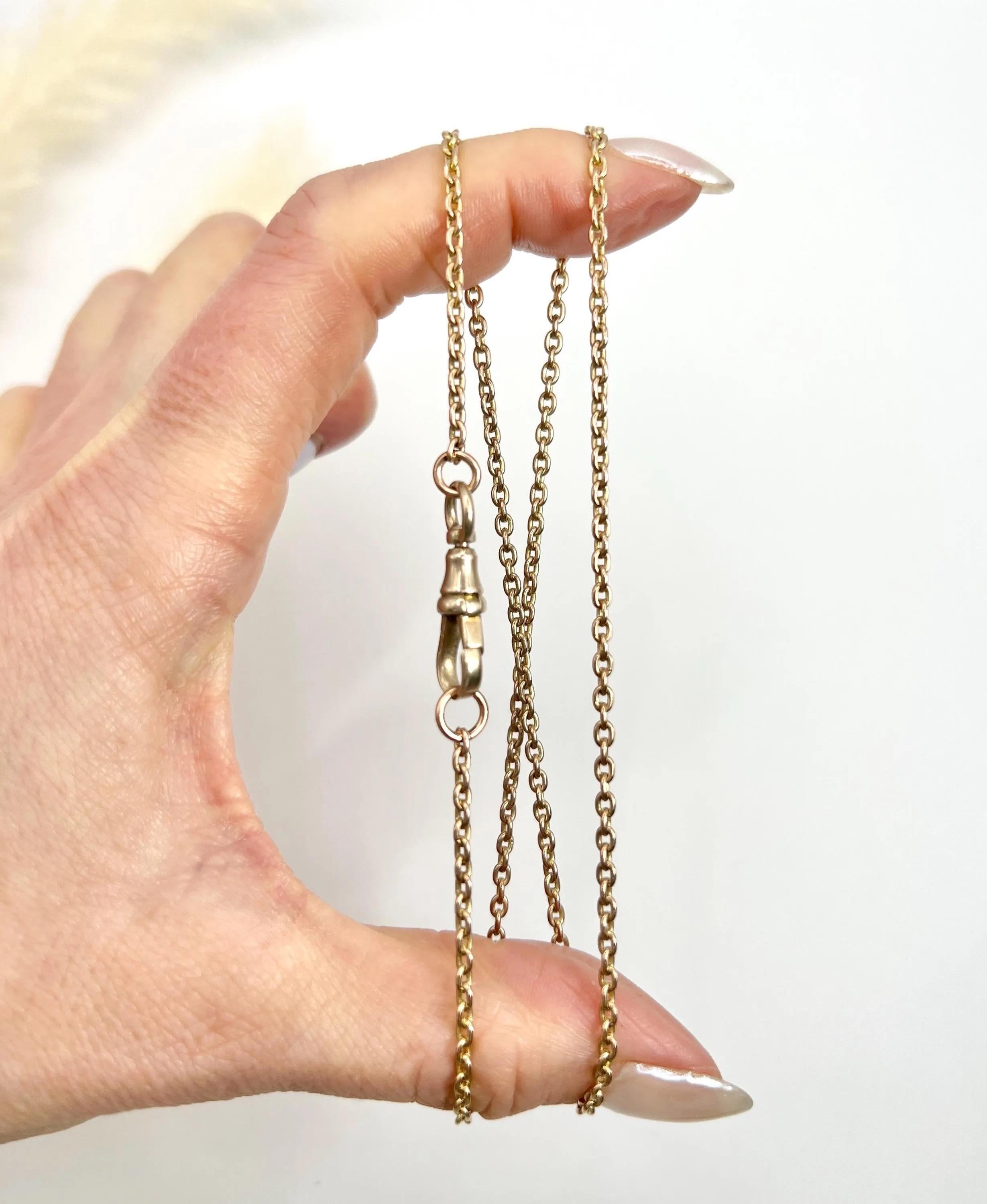 Chaîne à maillons édouardienne ancienne en or rose 9 carats estampillée, 18 1/2 pouces d'épaisseur en vente 6
