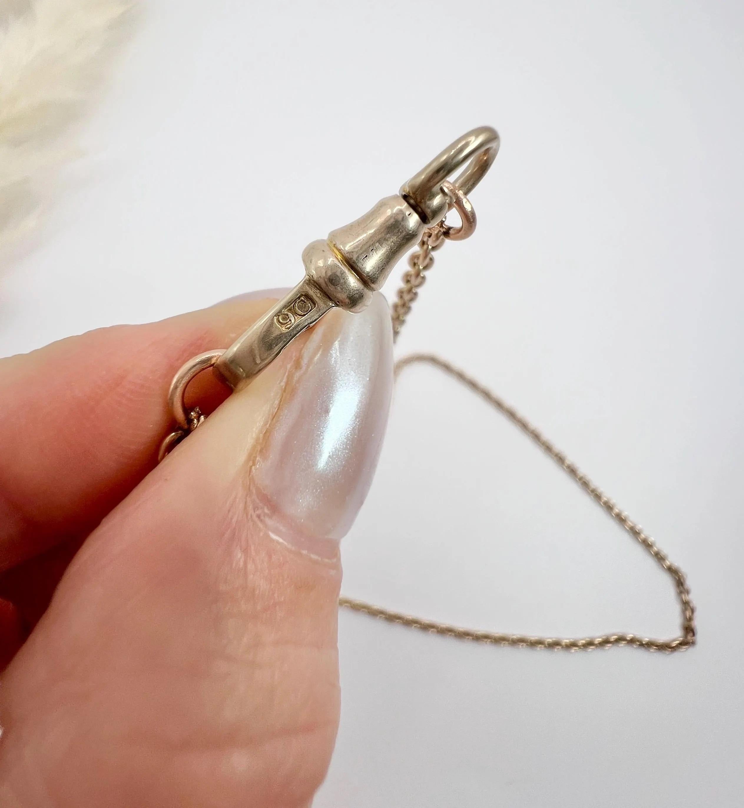 Chaîne à maillons édouardienne ancienne en or rose 9 carats estampillée, 18 1/2 pouces d'épaisseur en vente 2