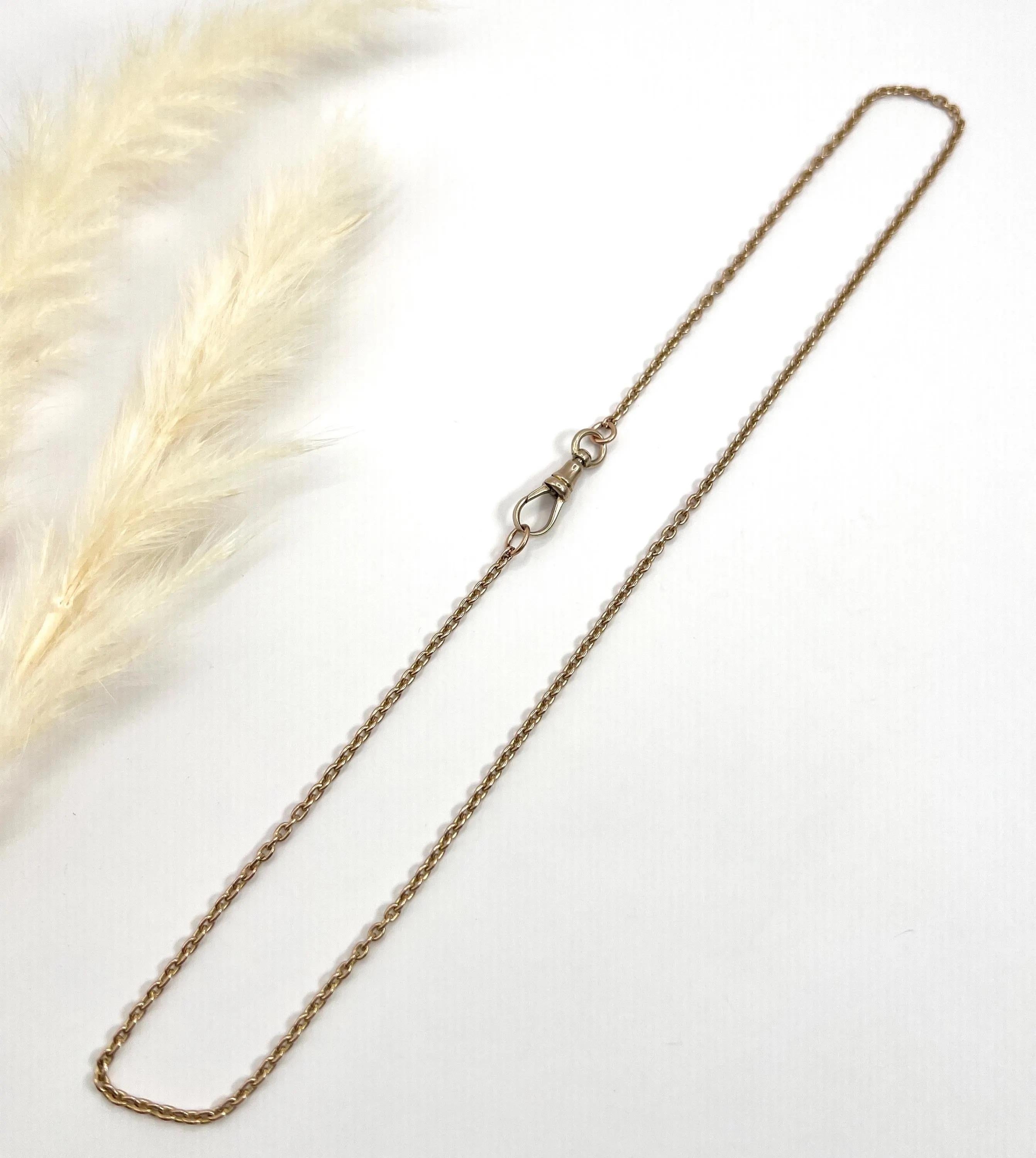 Chaîne à maillons édouardienne ancienne en or rose 9 carats estampillée, 18 1/2 pouces d'épaisseur en vente 3