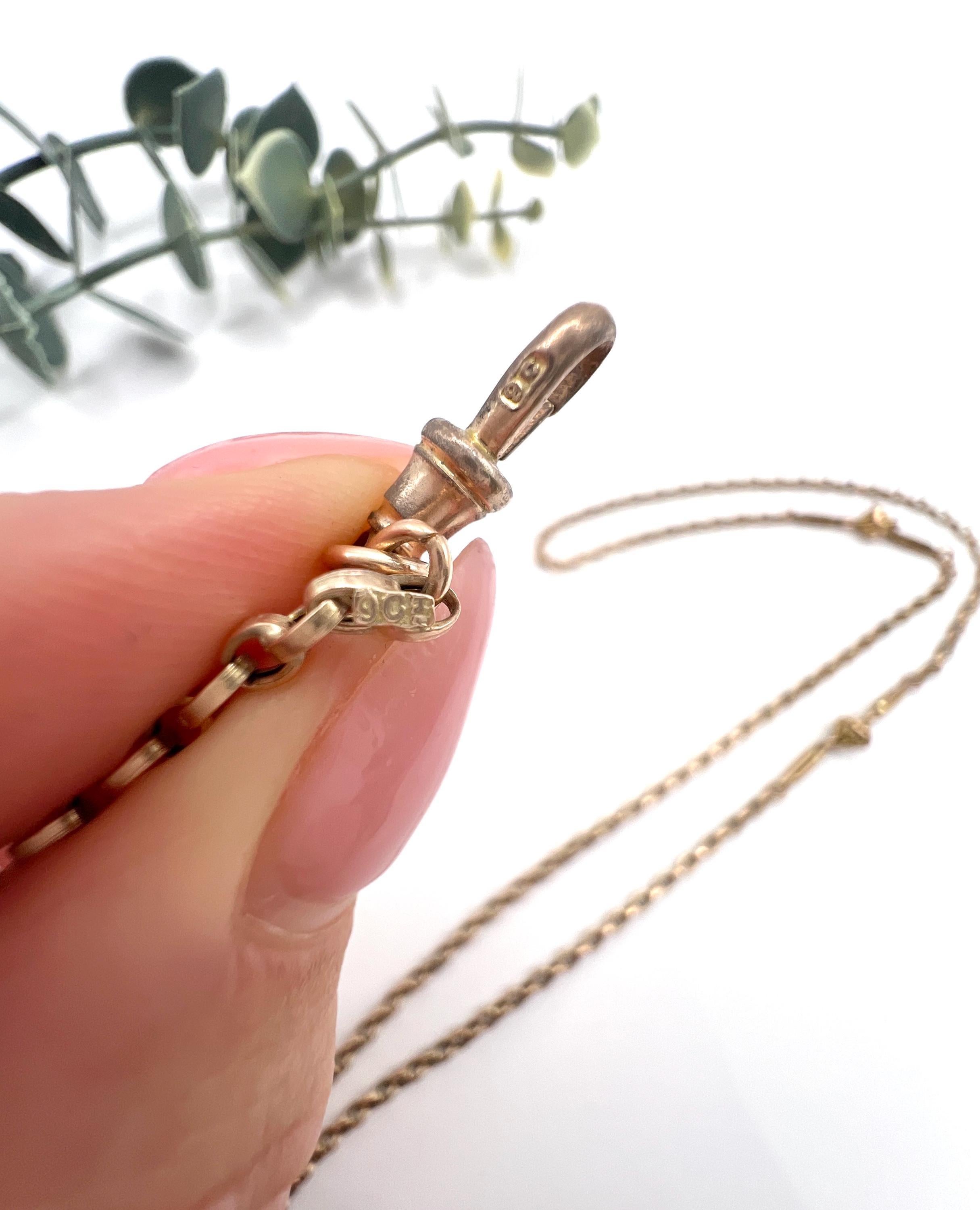 Antique 9ct Rose Gold Stamped, Edwardian 32.5 Inch Long Fancy Rolo Link Chain 1