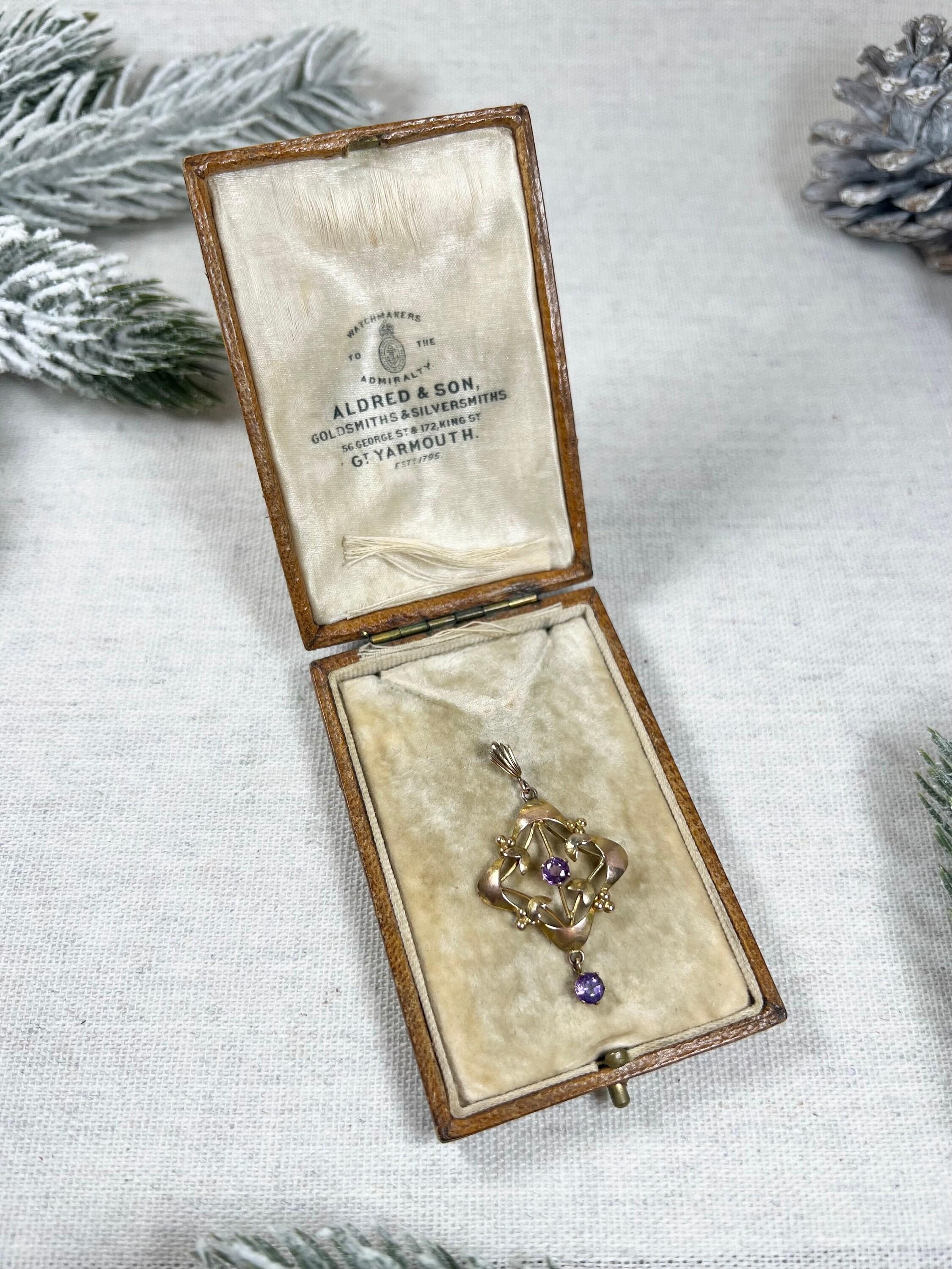 Antico ciondolo di ametista edoardiano con timbro in oro rosa 9ct In condizioni buone in vendita a Brighton, GB
