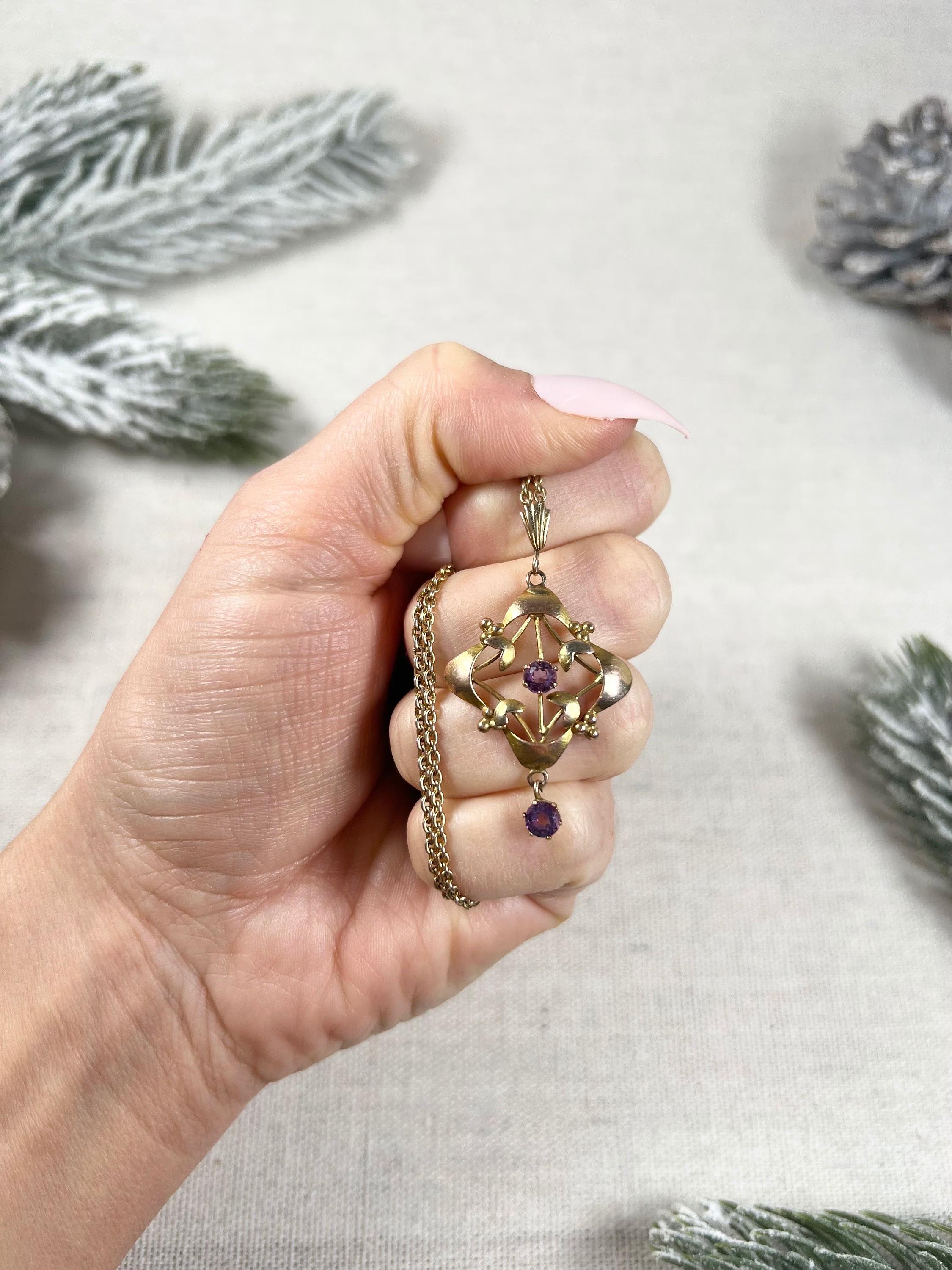 da uomo o donna Antico ciondolo di ametista edoardiano con timbro in oro rosa 9ct in vendita