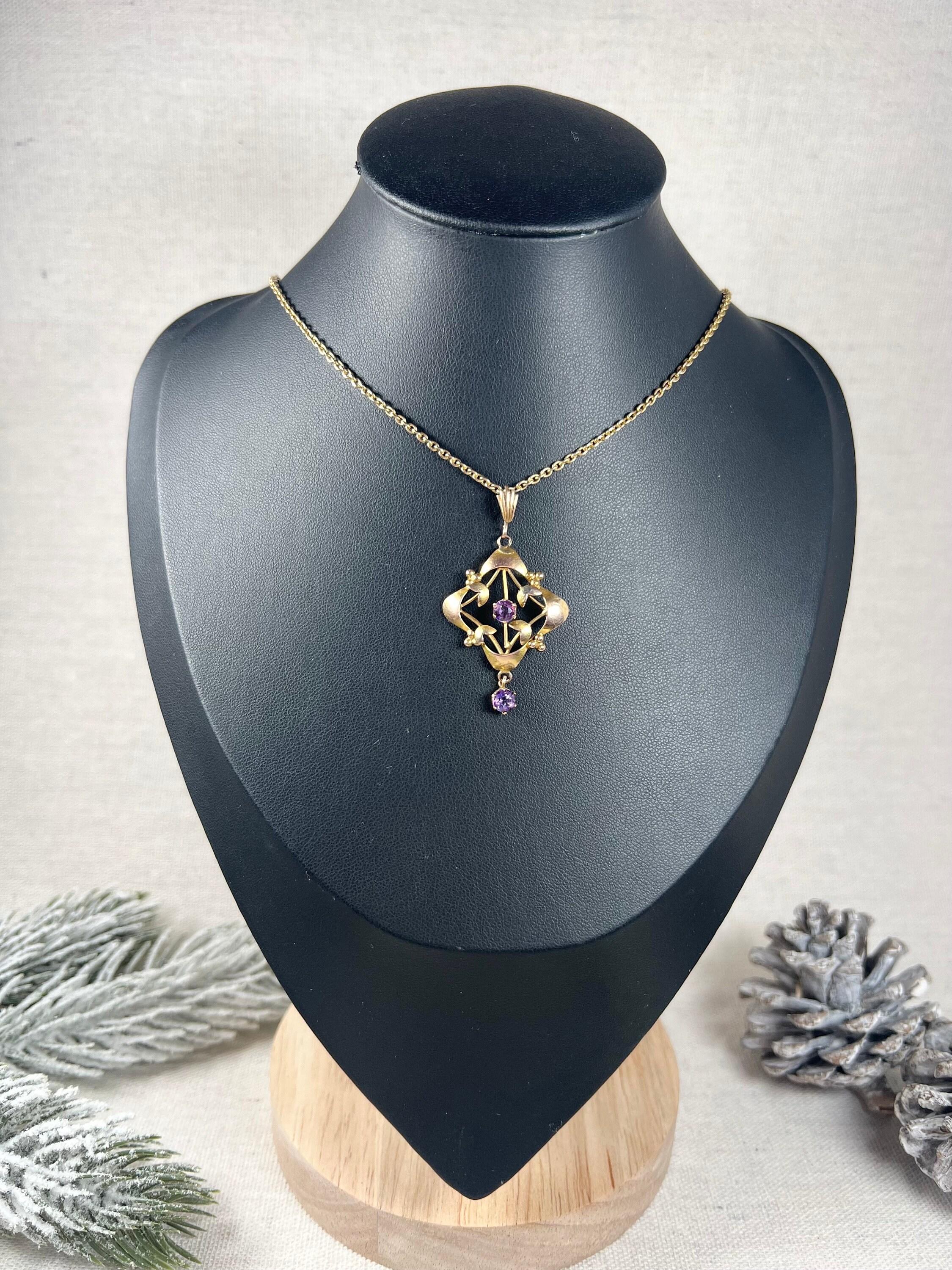 Antico ciondolo di ametista edoardiano con timbro in oro rosa 9ct in vendita 1