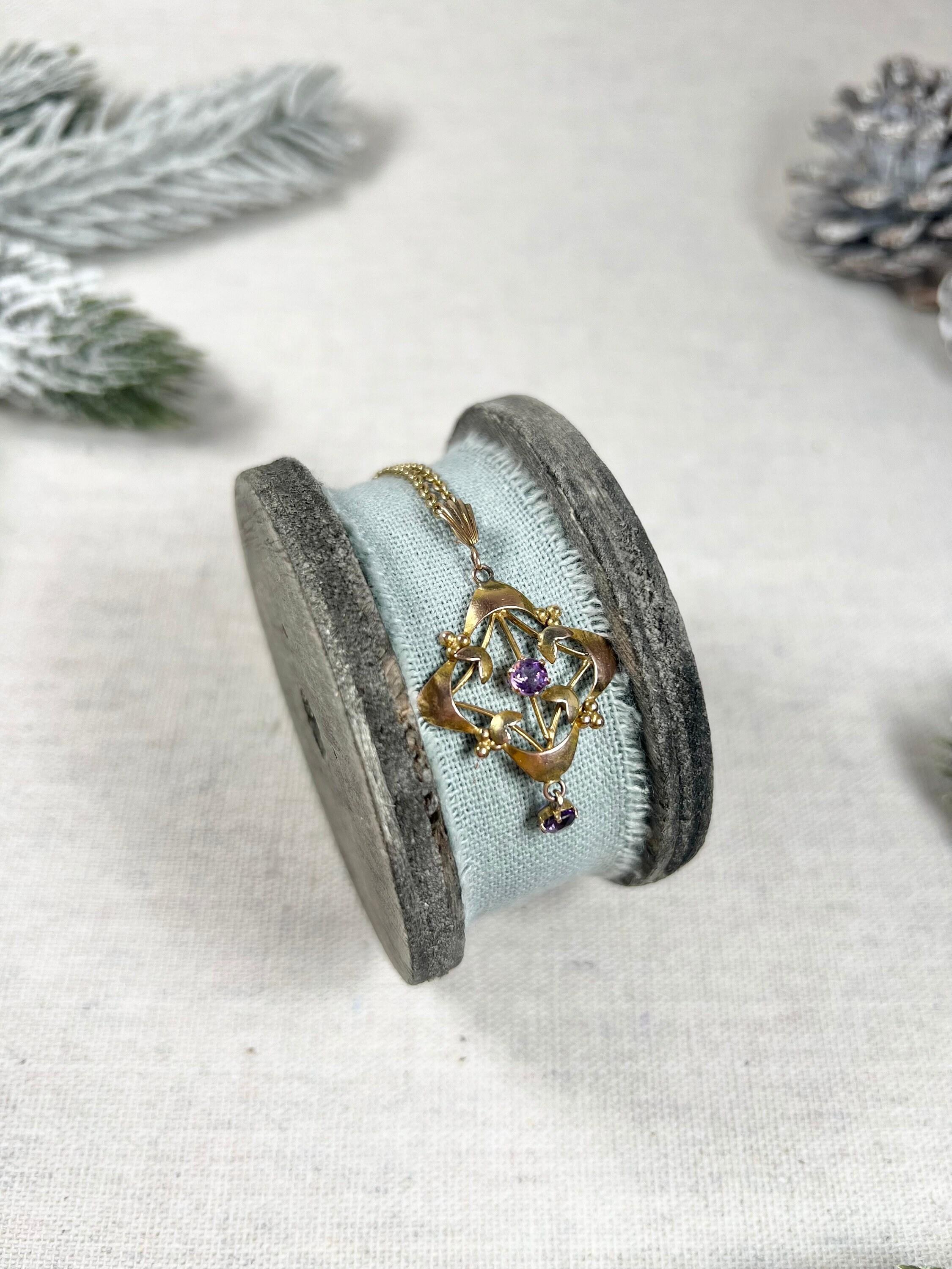 Antico ciondolo di ametista edoardiano con timbro in oro rosa 9ct in vendita 3