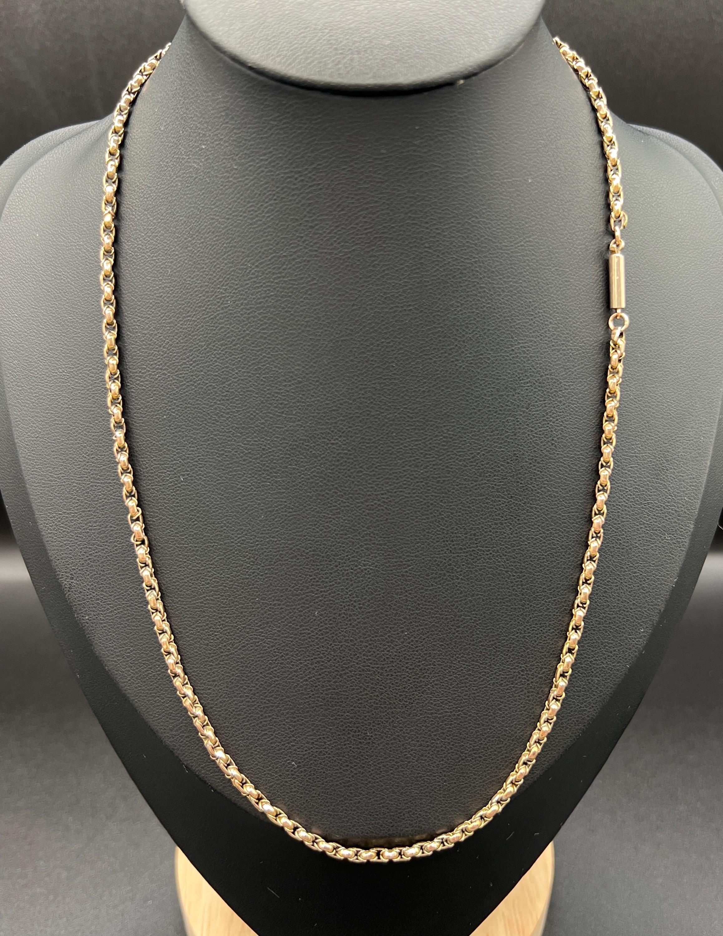 Antike 9ct Rose Gold Tagged Edwardian 17,5 Zoll Fancy Double Link Belcher Kette im Zustand „Gut“ im Angebot in Brighton, GB