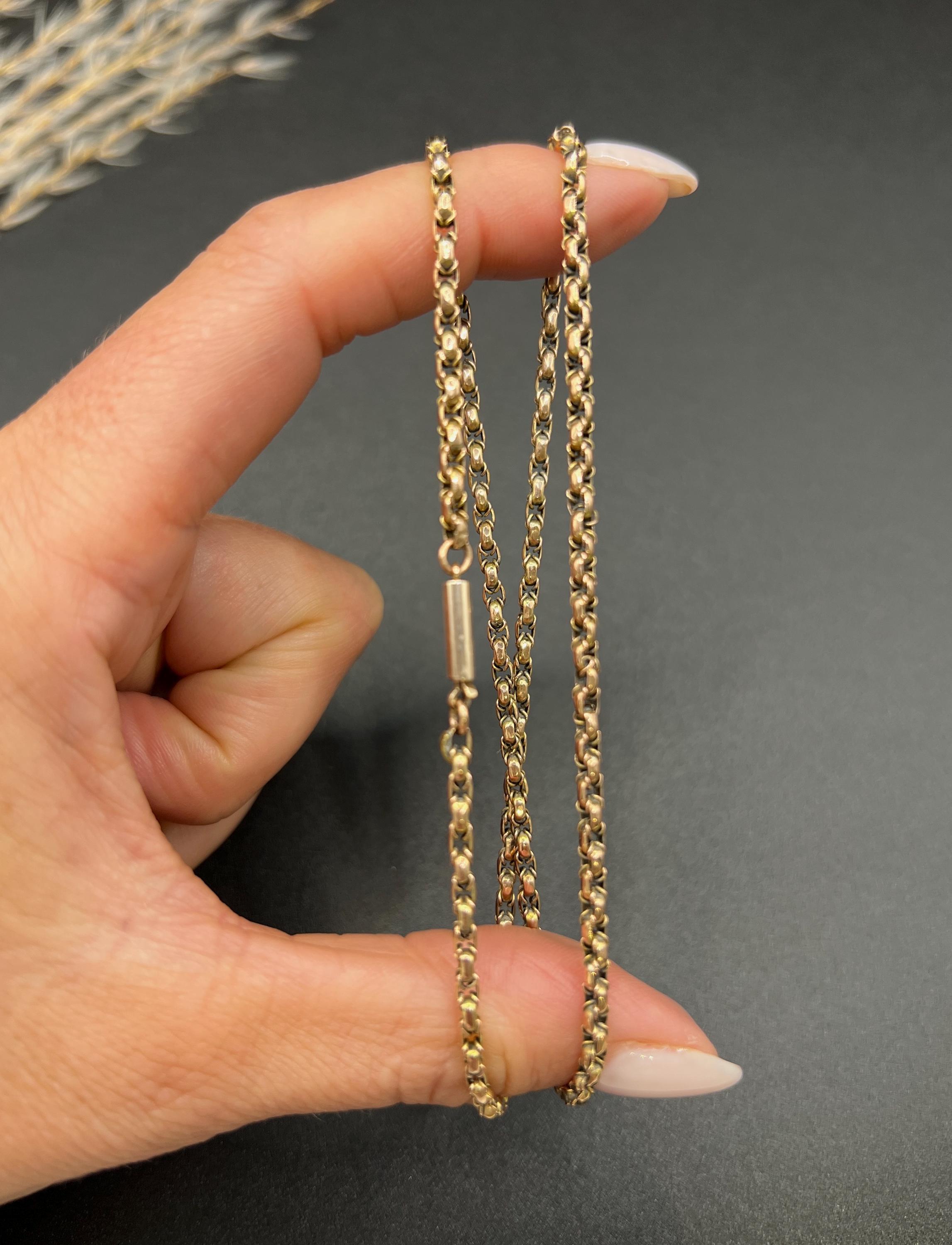 Antike 9ct Rose Gold Tagged Edwardian 17,5 Zoll Fancy Double Link Belcher Kette für Damen oder Herren im Angebot