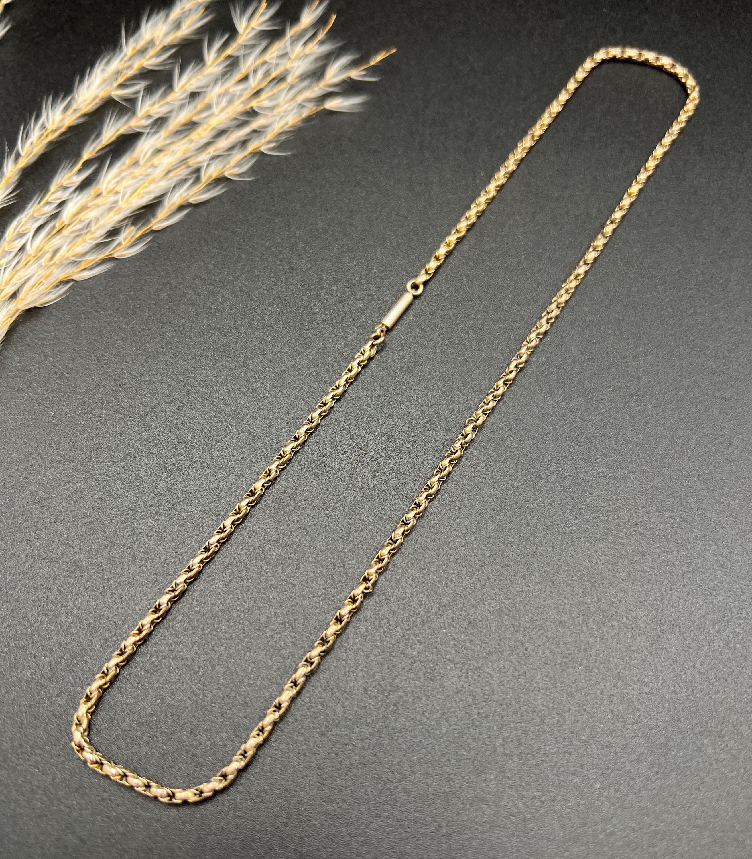 Antike 9ct Rose Gold Tagged Edwardian 17,5 Zoll Fancy Double Link Belcher Kette im Angebot 1