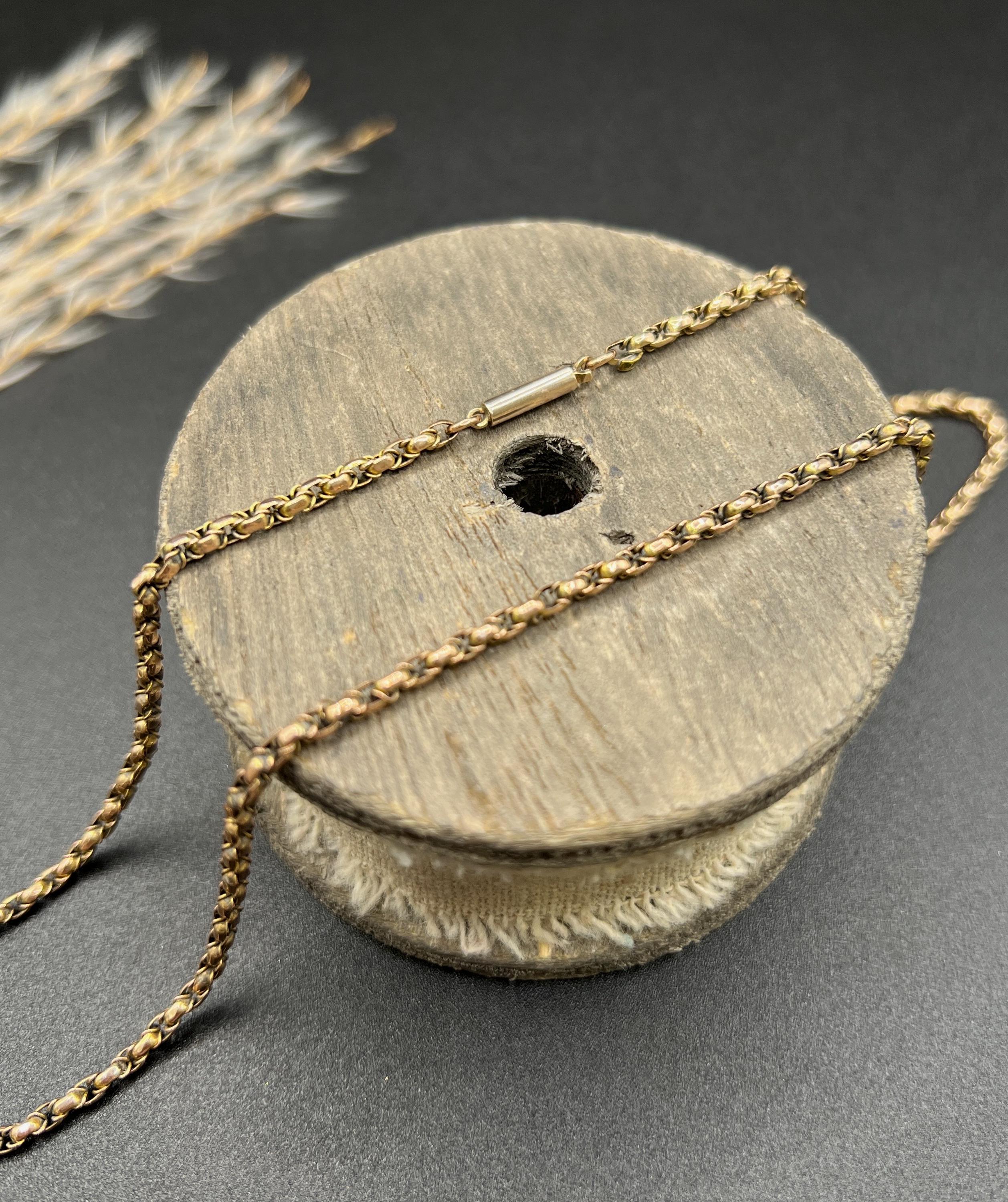 Antike 9ct Rose Gold Tagged Edwardian 17,5 Zoll Fancy Double Link Belcher Kette im Angebot 2