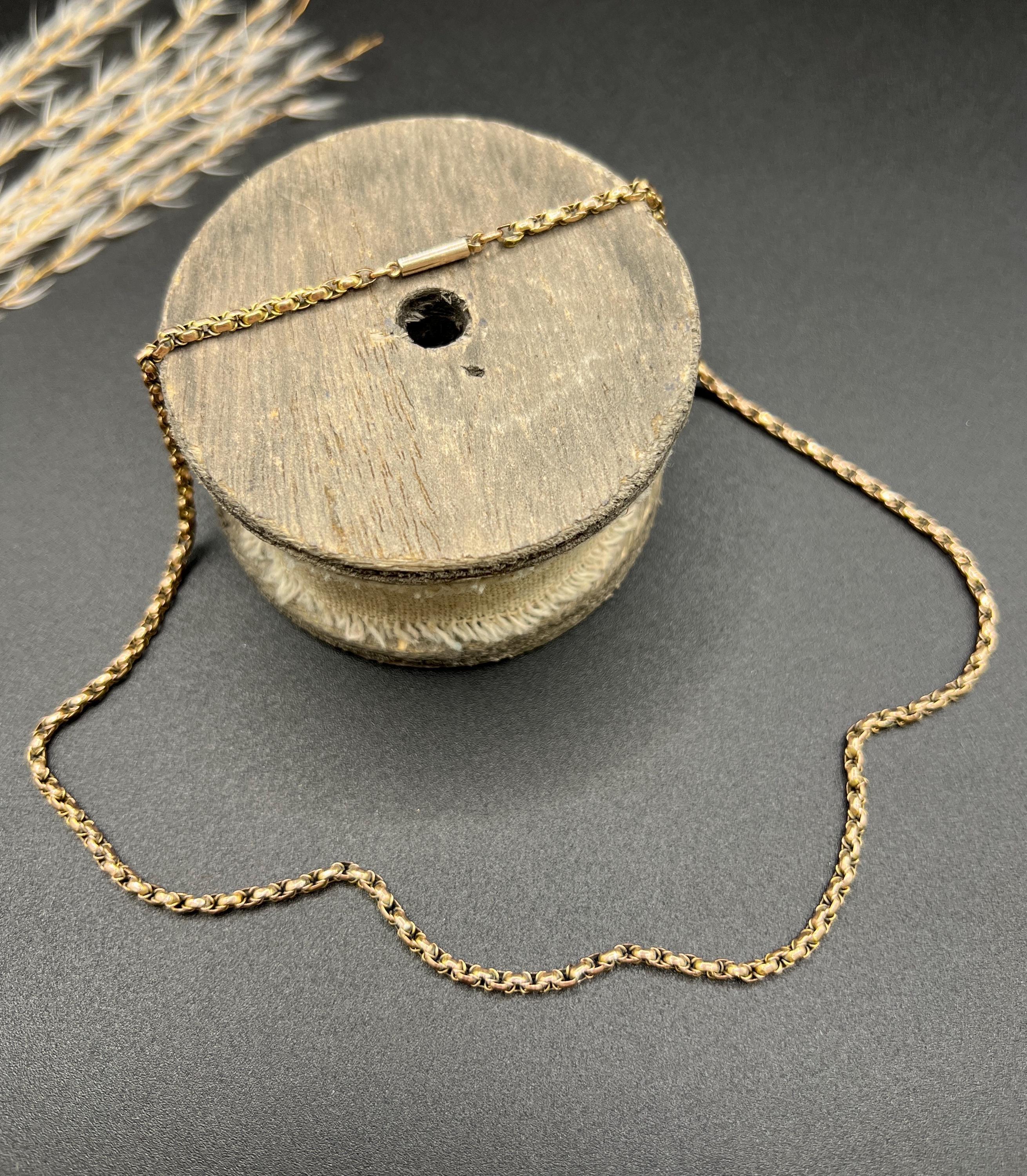 Antike 9ct Rose Gold Tagged Edwardian 17,5 Zoll Fancy Double Link Belcher Kette im Angebot 4