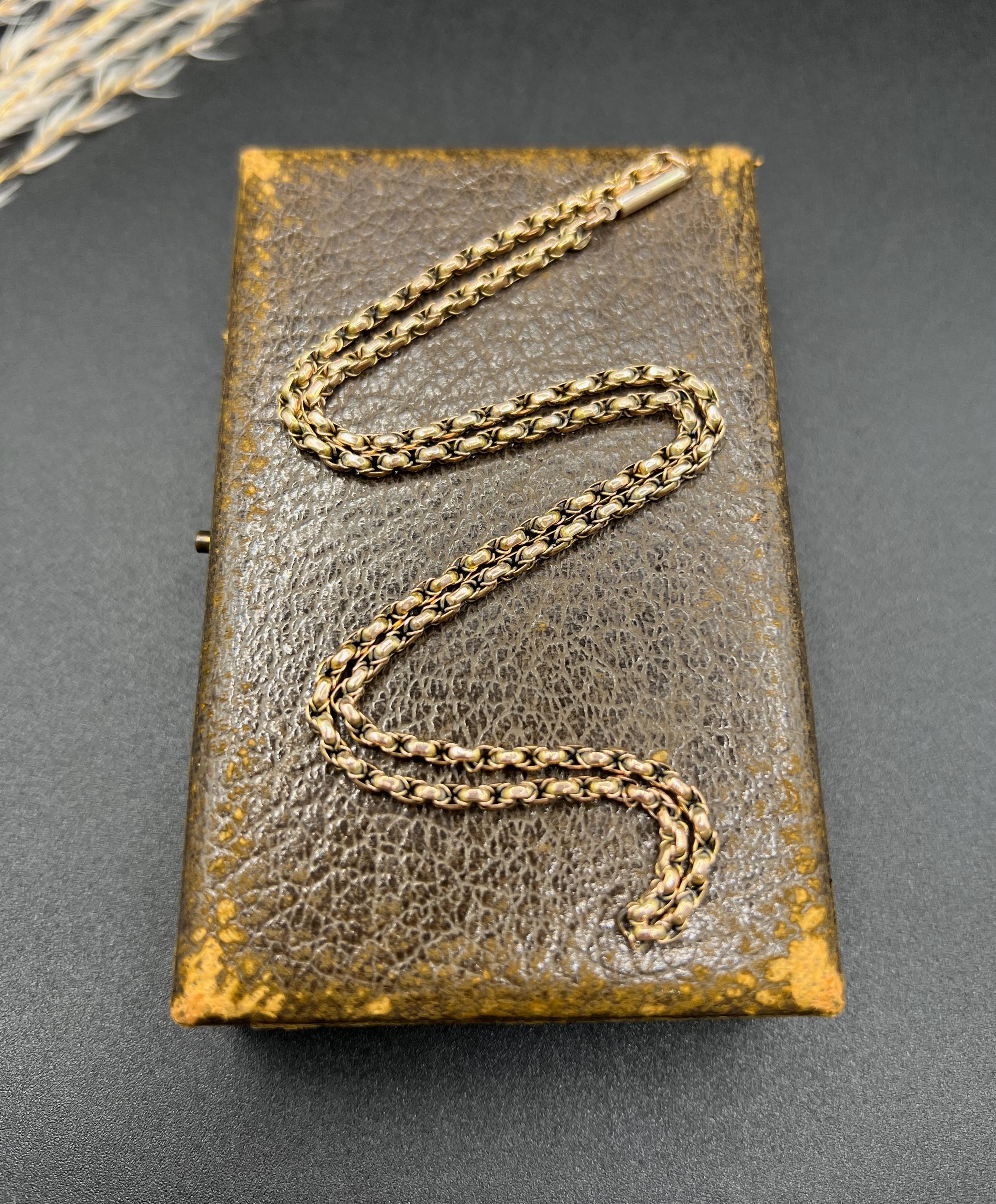 Antike 9ct Rose Gold Tagged Edwardian 17,5 Zoll Fancy Double Link Belcher Kette im Angebot 5