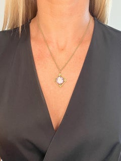 Antique 9ct Rose Gold Tagged, Edwardian Hexagonal Amethyst & Seed Pearl Pendant