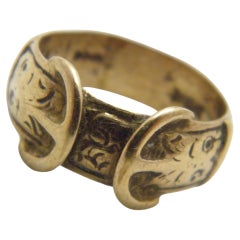 Antiker Ring aus 9 Karat Roségold mit dicker Schnalle 375, Reinheit, 1. Weltkrieg