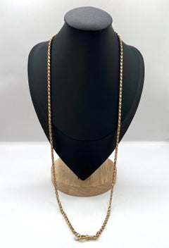 Antique 9ct Rose Gold Tulip Link Chain - Edwardian 28 Inch