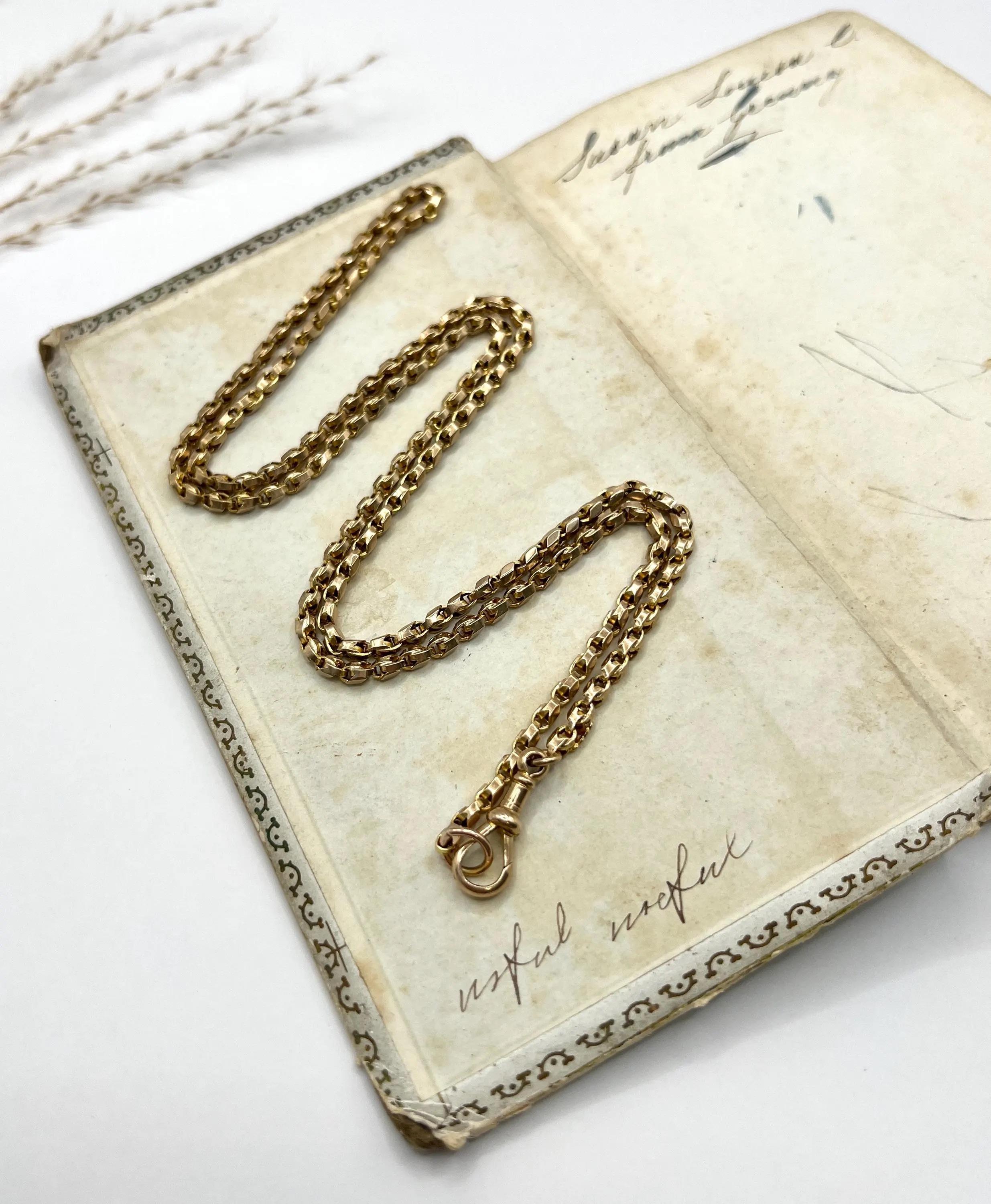 Antica catena a tulipano in oro rosa 9ct - Edwardian 28 Inch in vendita 4