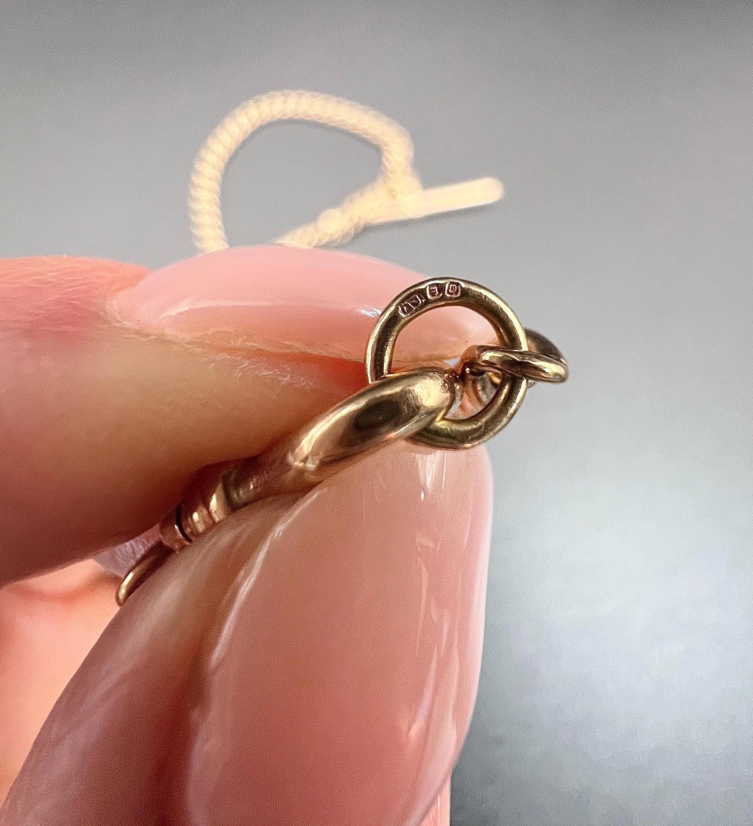  Chaîne Albert victorienne en or rose 9 carats avec barre en T de 18 1/4 pouces Unisexe 
