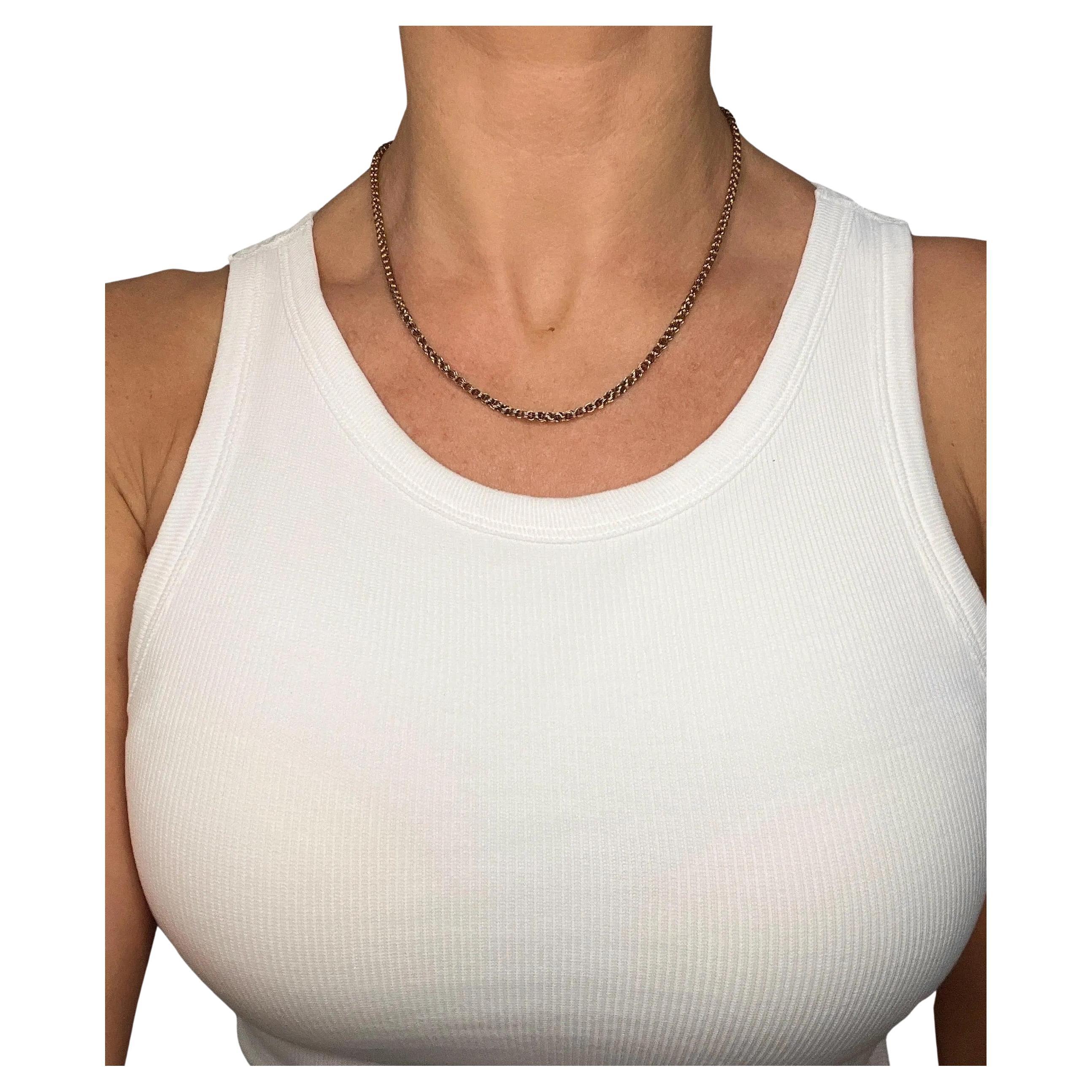 Antique 9ct Rose Gold, Victorian 18.5 Inch Fancy Double Link Belcher Chain For Sale