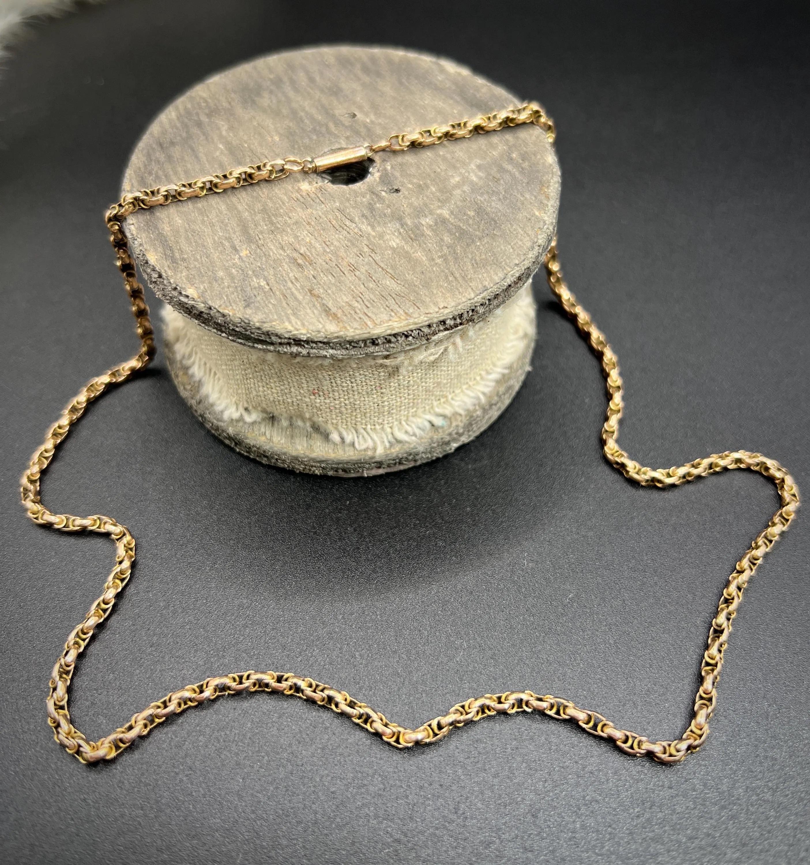 Antique 9ct Rose Gold, Victorian 19 Inch Fancy Double Link Belcher Chain 6