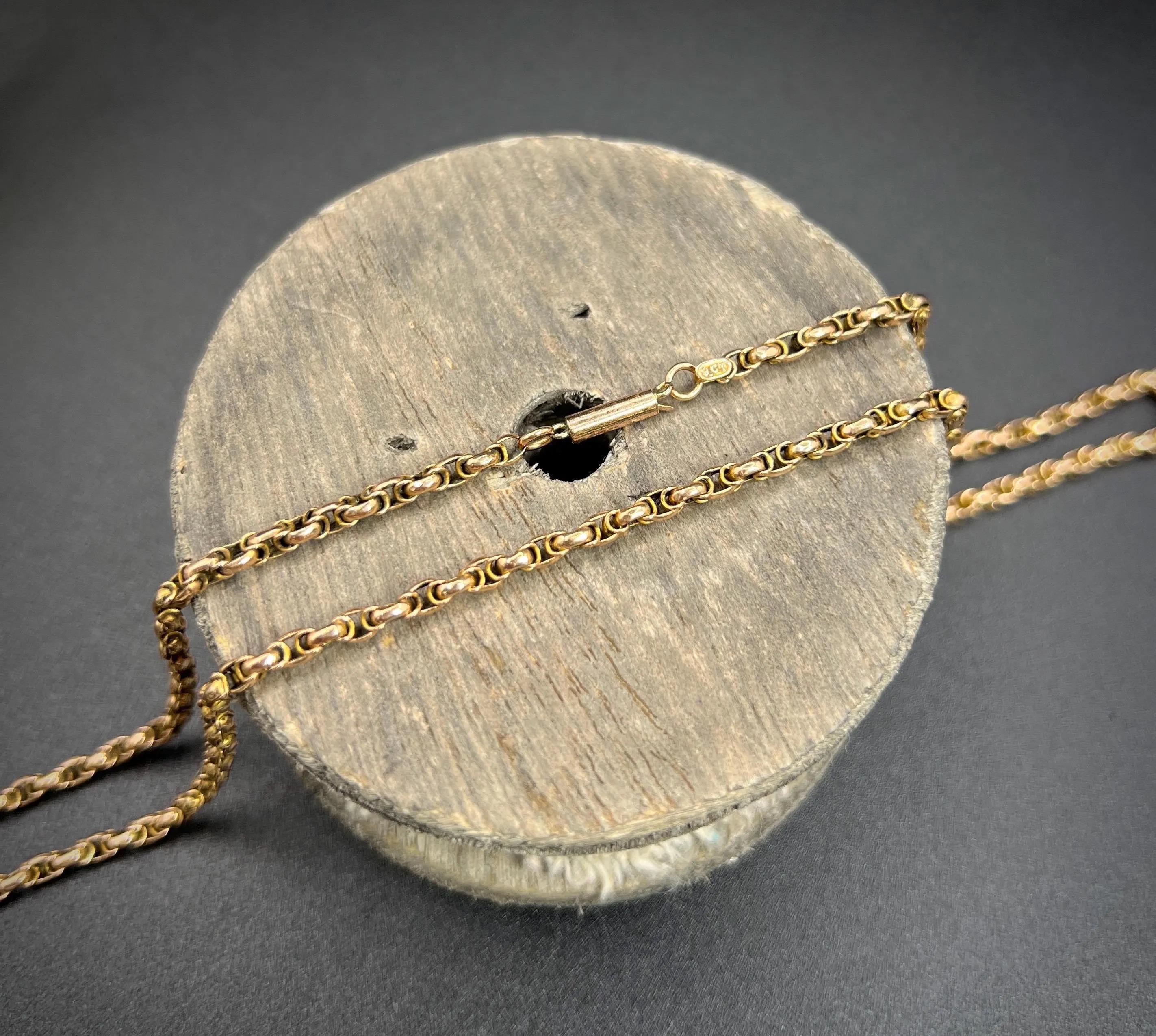 Antique 9ct Rose Gold, Victorian 19 Inch Fancy Double Link Belcher Chain 2