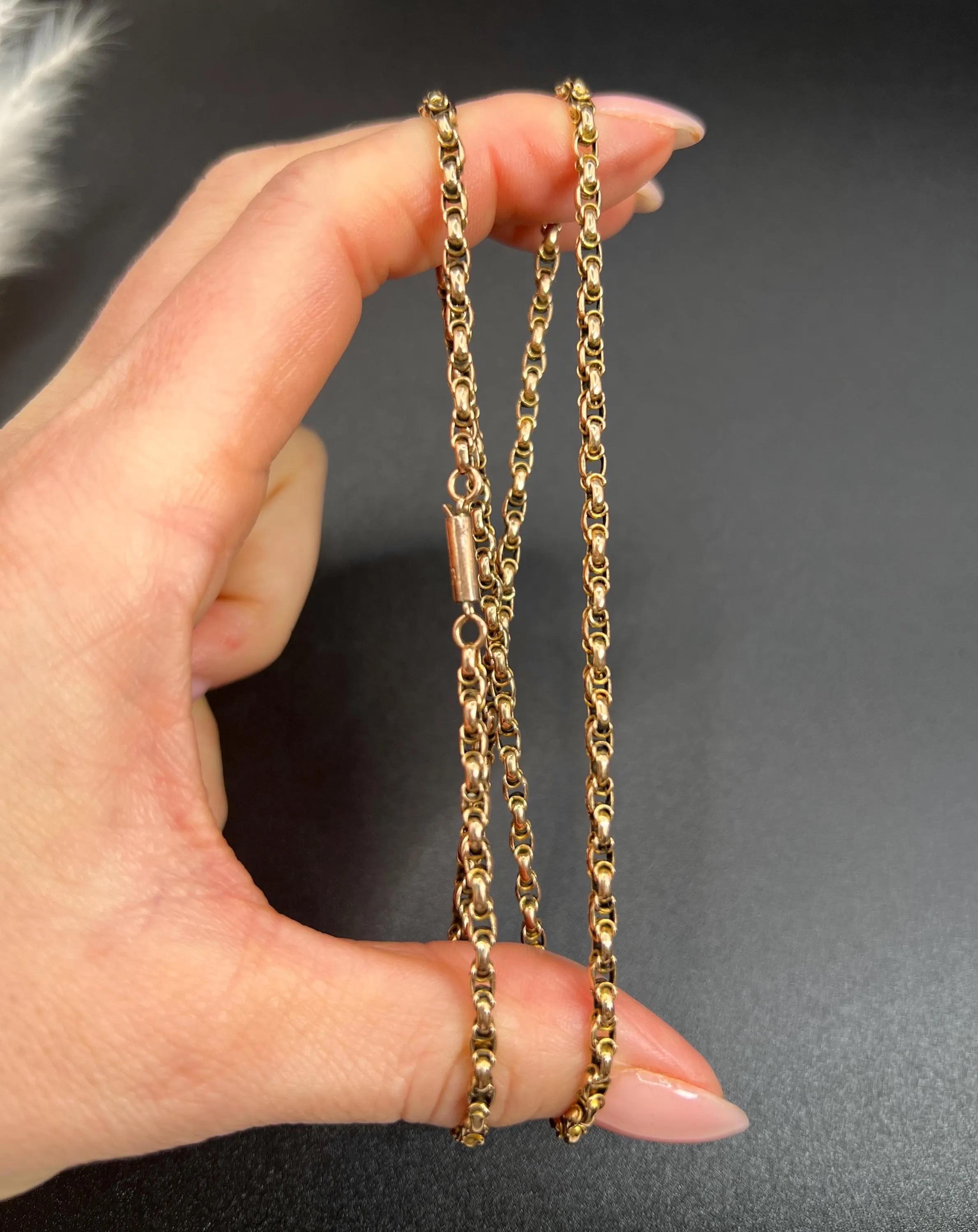 Antique 9ct Rose Gold, Victorian 19 Inch Fancy Double Link Belcher Chain 5