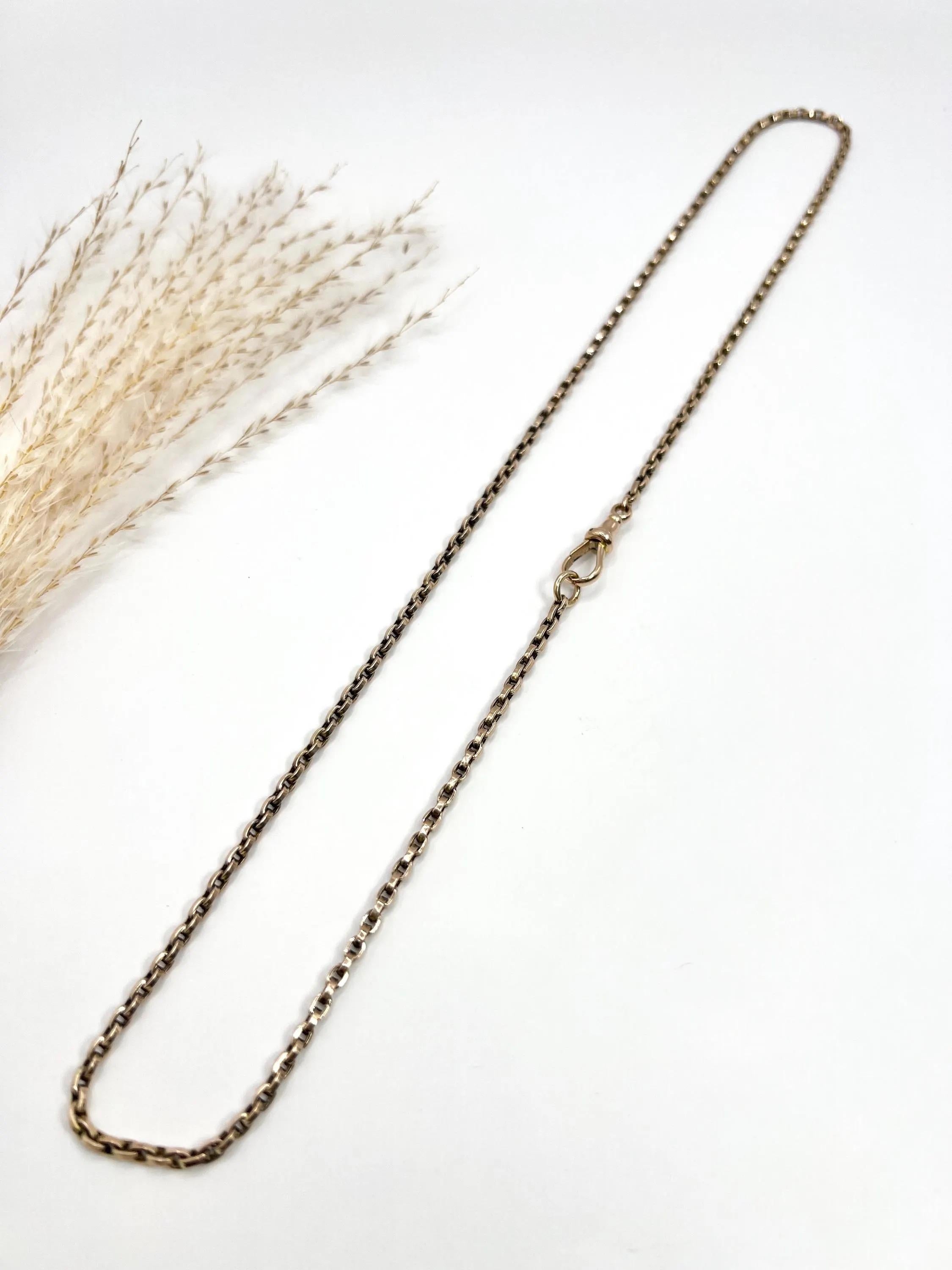 Antique 9ct Rose Gold, Victorian 25 Inch Long Rolo Link Chain with Swivel Clasp For Sale 6