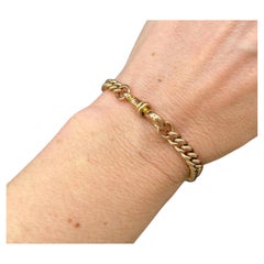 Antique 9ct Rose Gold, Victorian Curb Link Bracelet with Dog Clip Clasp