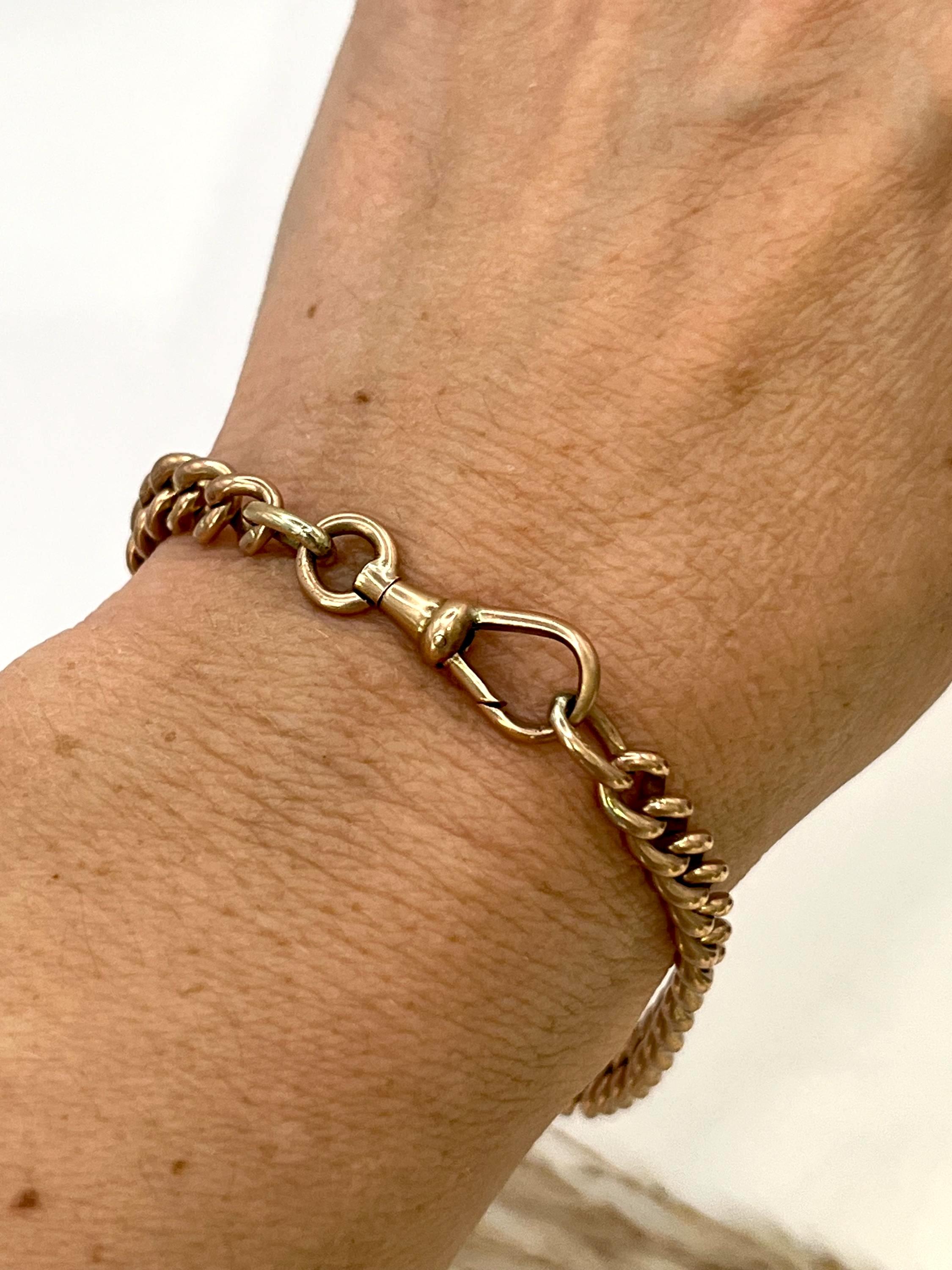 Bracelet ancien en or rose 9ct avec fermoir pivotant, de style victorien A Link en vente 6