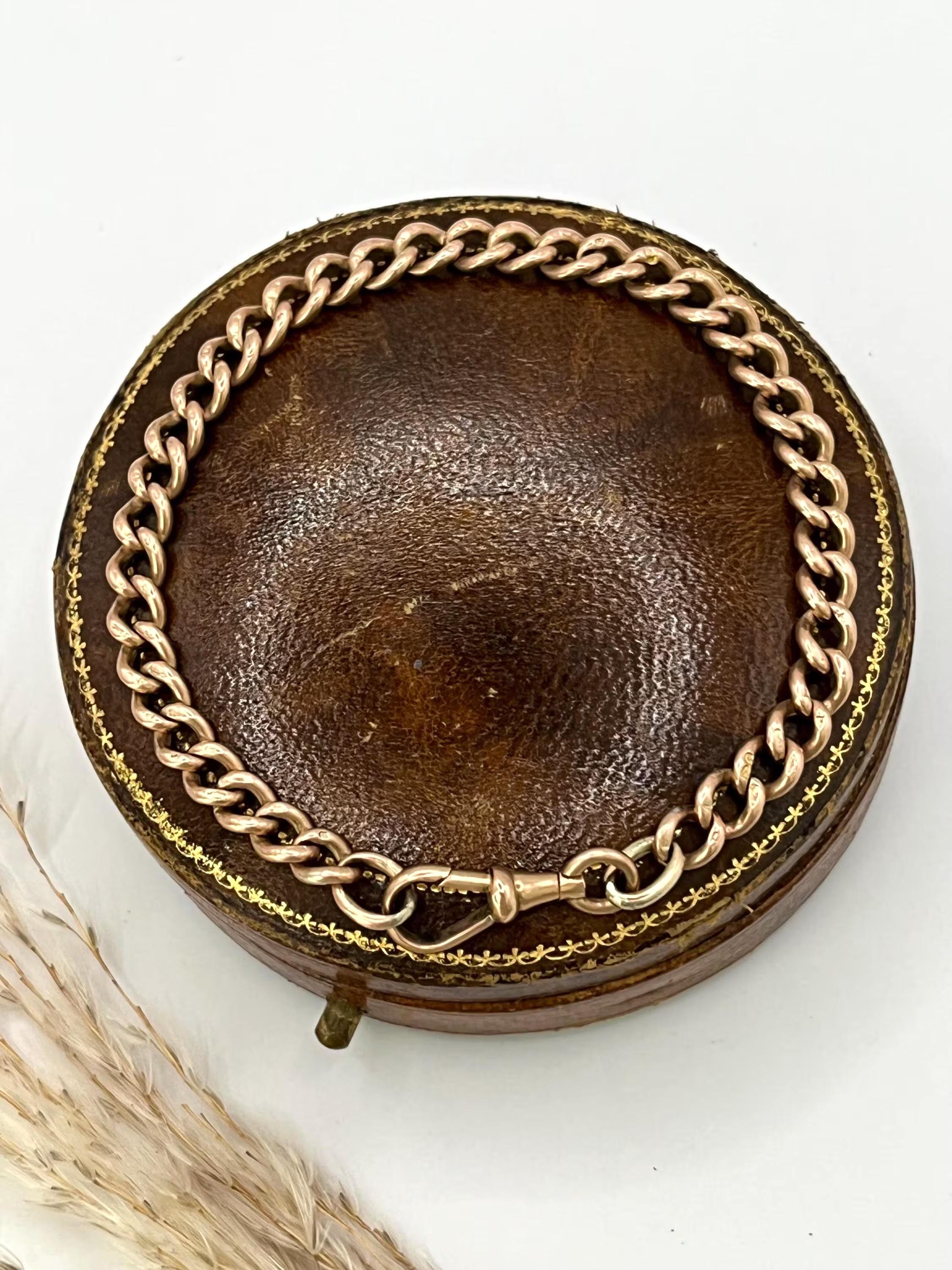 Bracelet ancien en or rose 9ct avec fermoir pivotant, de style victorien A Link en vente 2