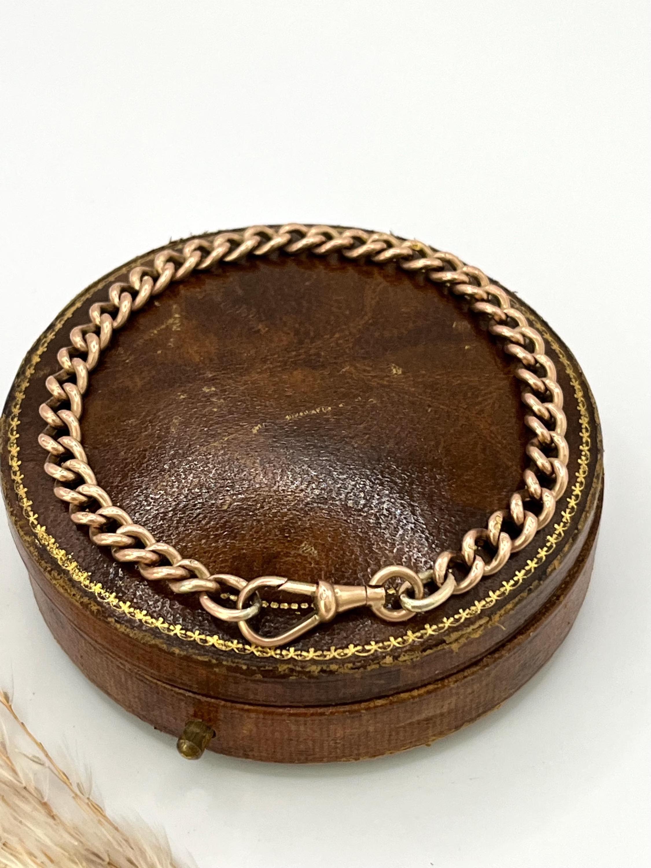Bracelet ancien en or rose 9ct avec fermoir pivotant, de style victorien A Link en vente 3