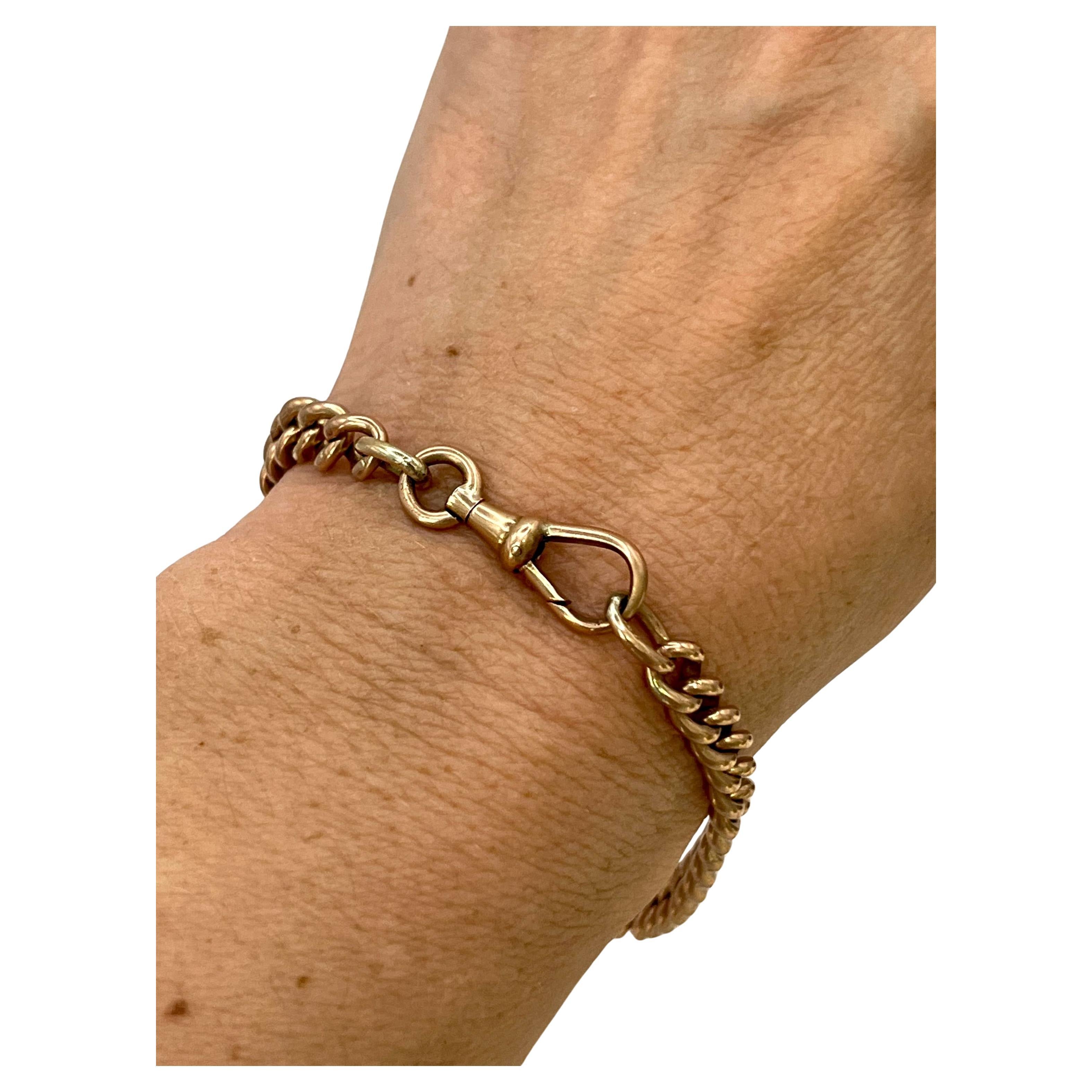 Antico bracciale A Link in oro rosa 9ct, di epoca vittoriana con chiusura a girello