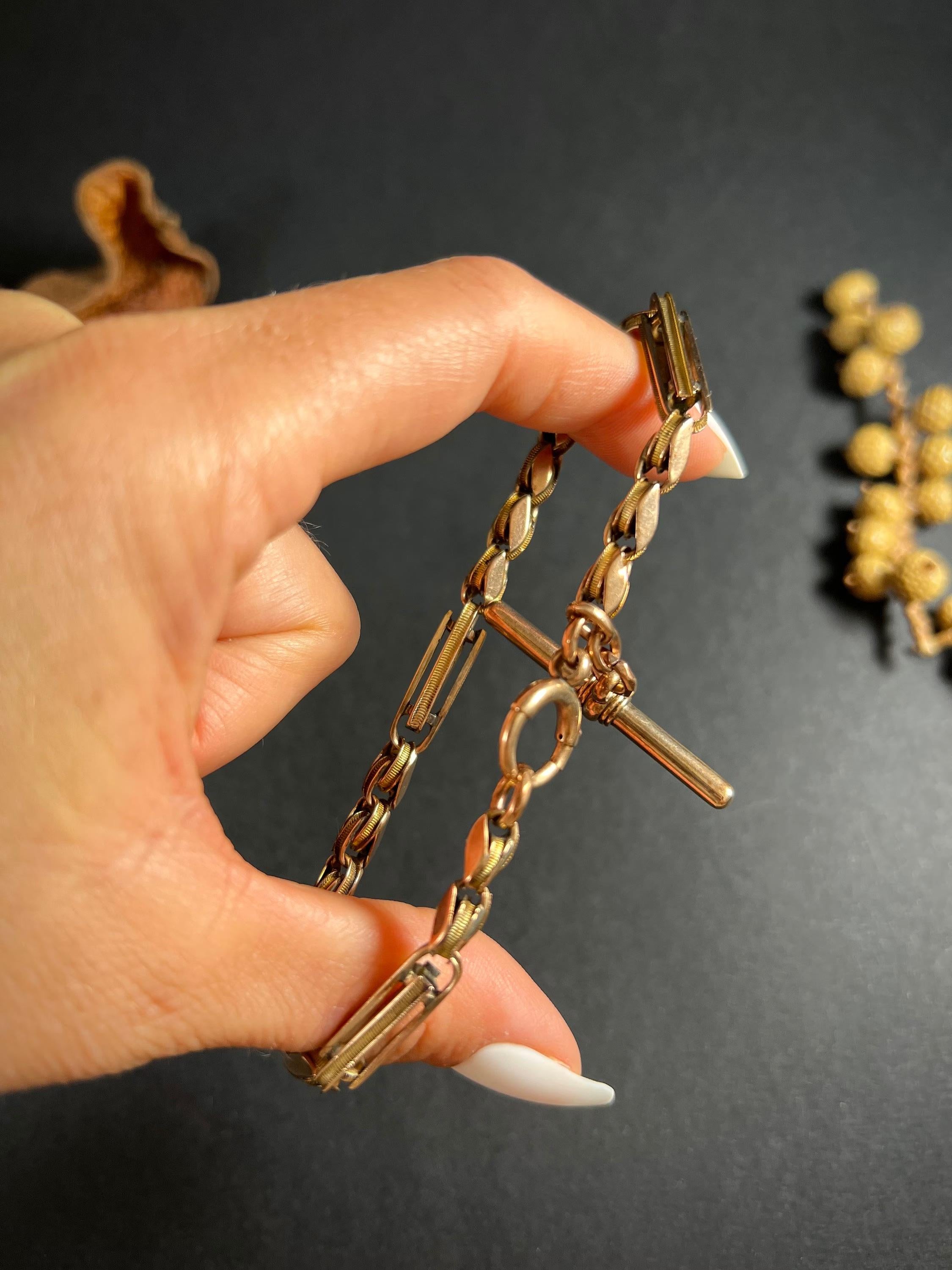 Antike 9ct Rose Gold viktorianischen Fancy Link-Armband für Damen oder Herren im Angebot