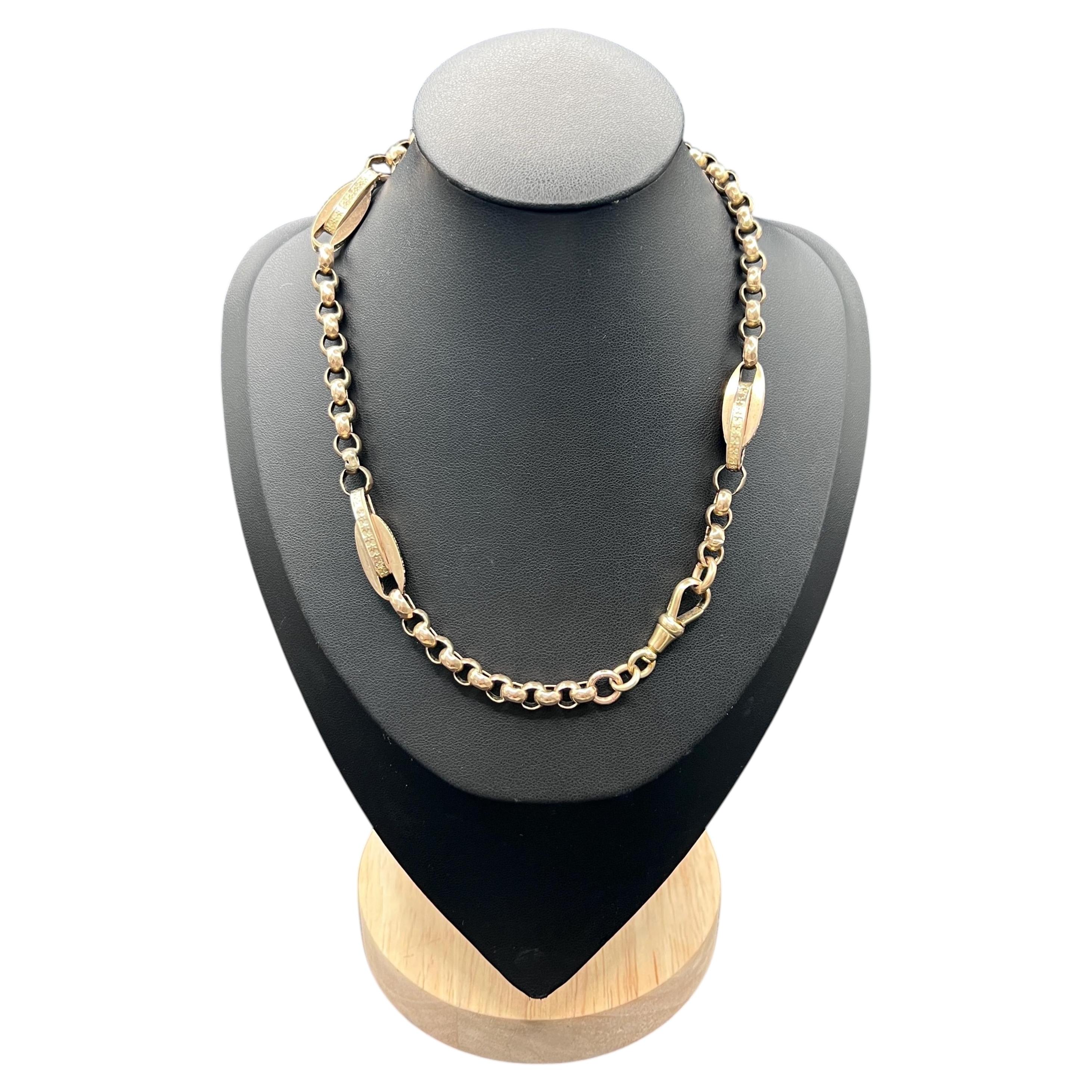 Collana vittoriana d'epoca in oro rosa 9 carati, con maglie a forma di graffetta